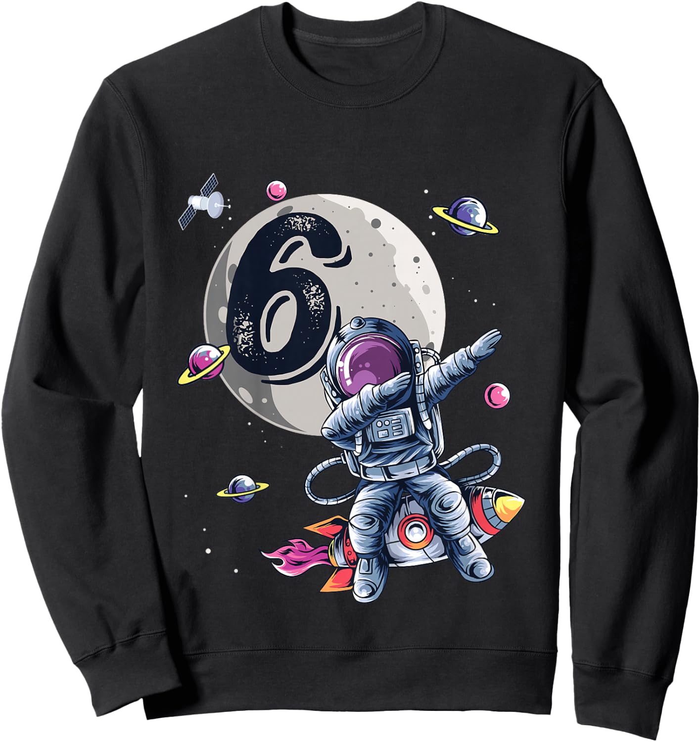 Kids 6 Years Old Birthday Boy Astronaut Gifts Space 6th B-Day Sweatshirt - Sweatshirt | Black