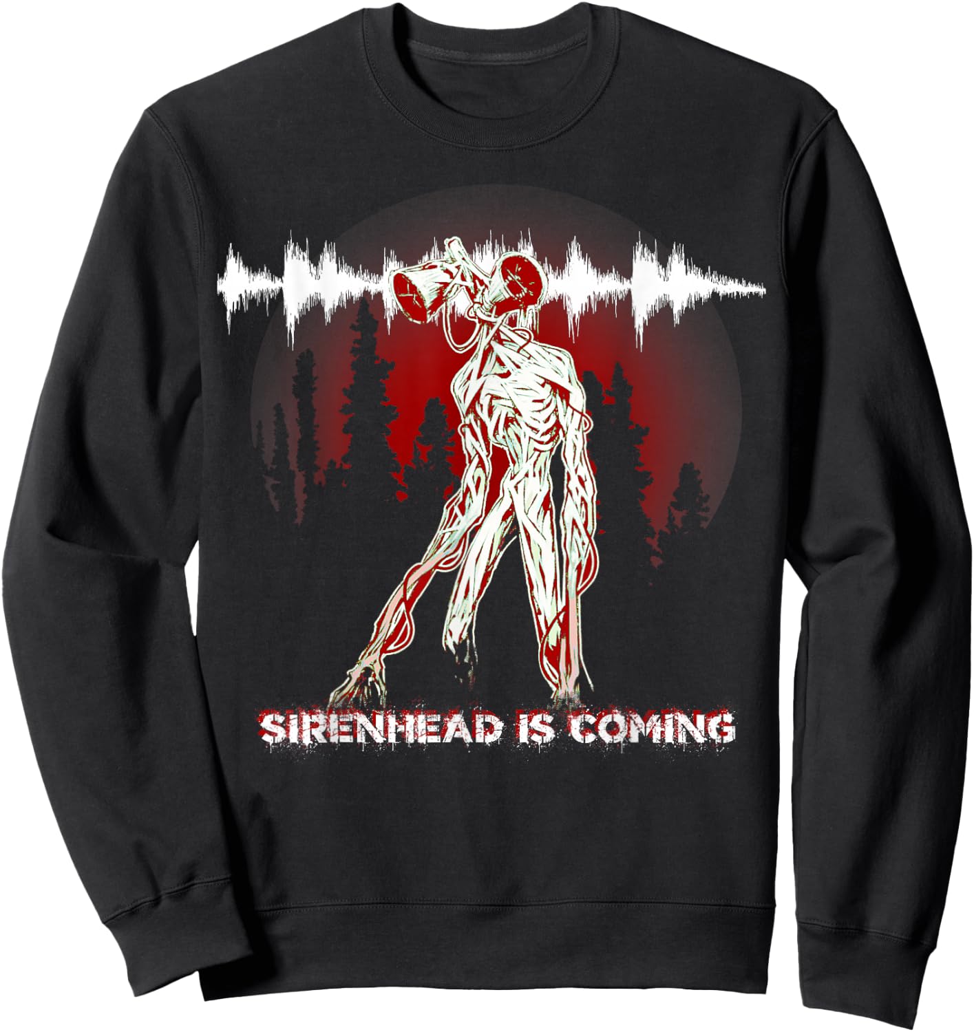 Creepy Creature Siren Head Creepypasta Horror Halloween Meme Sweatshirt - Sweatshirt | Black