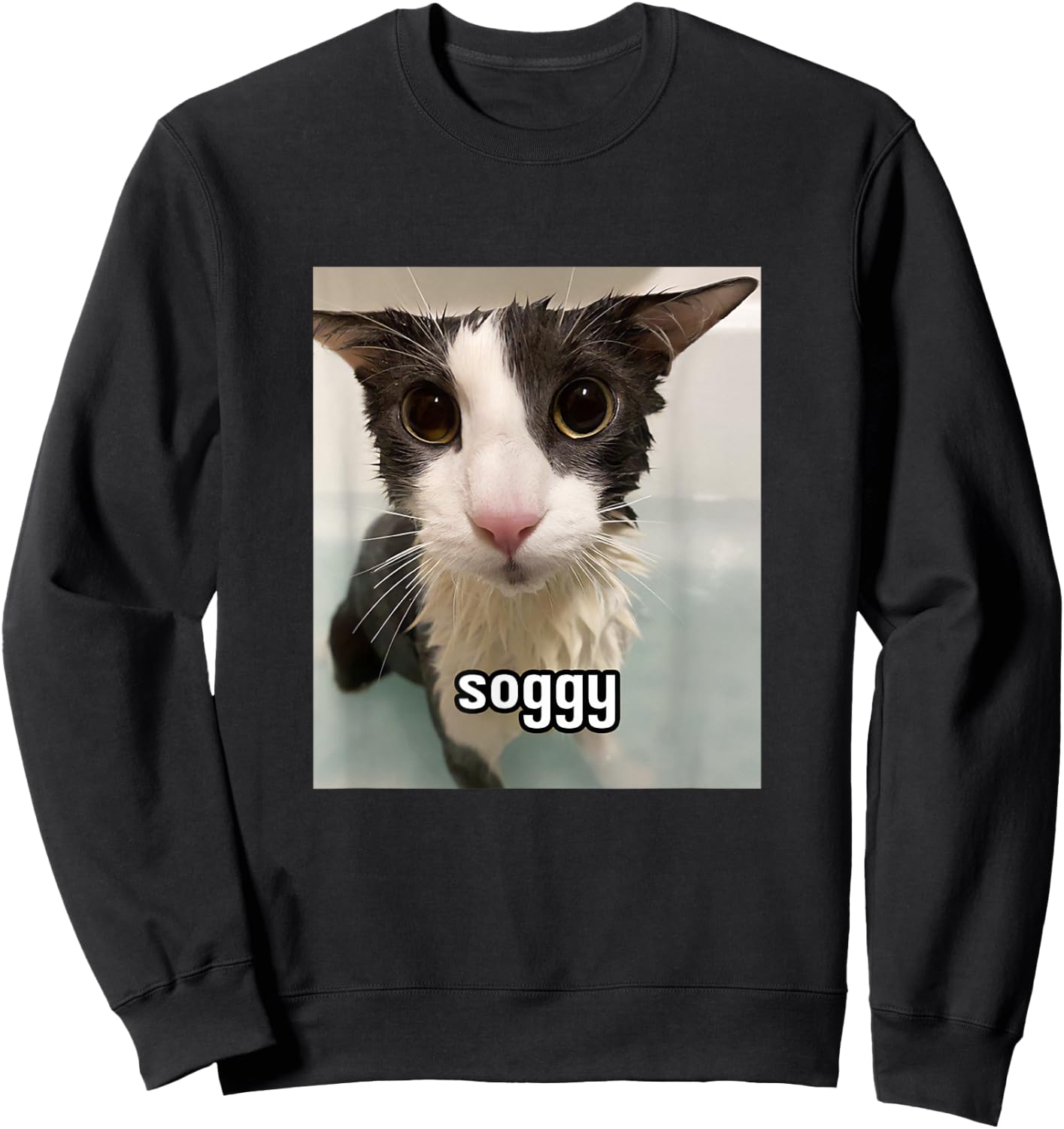 Silly Soggy Cat Meme Sweatshirt - Sweatshirt | Black