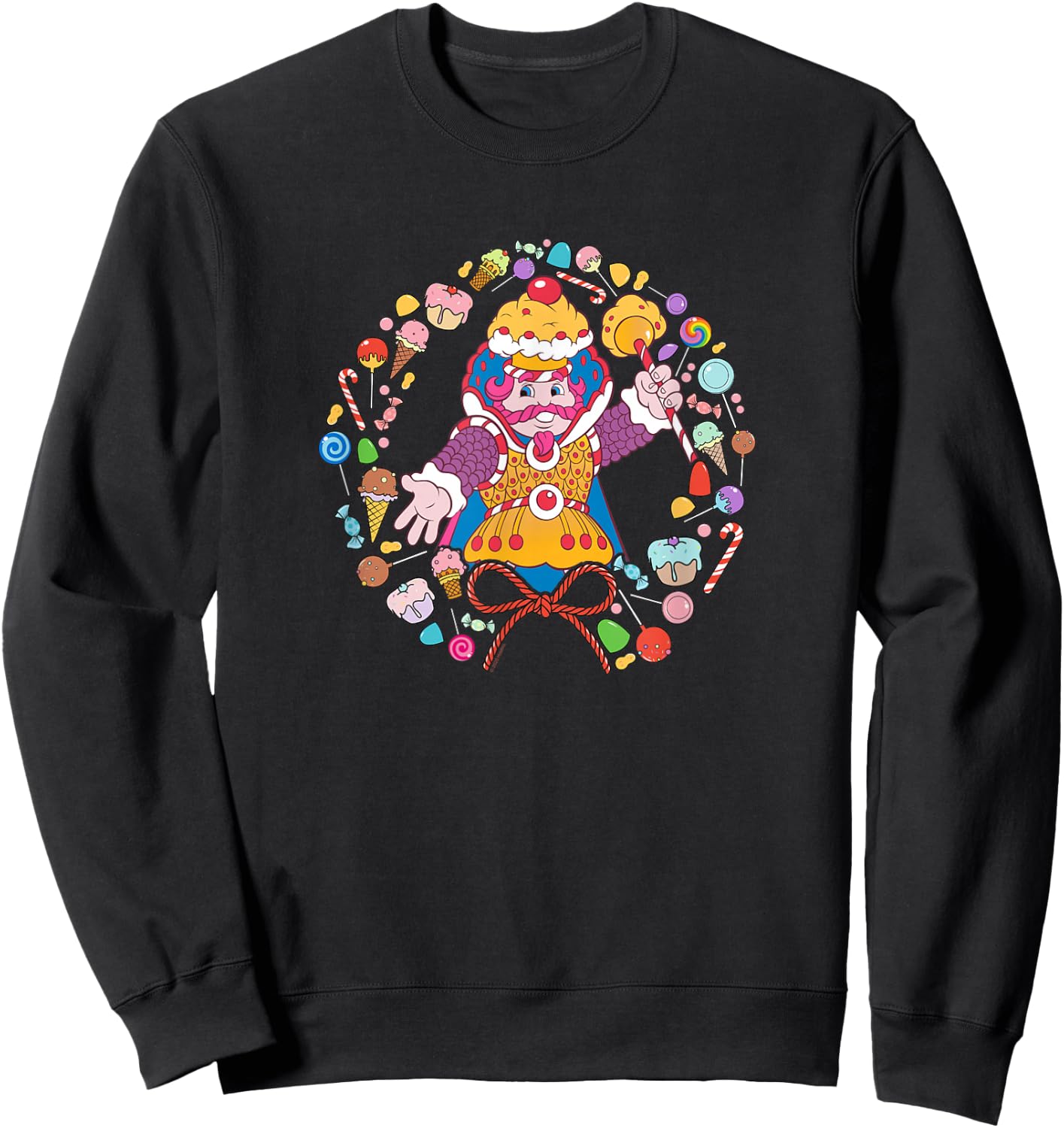 Candy Land Christmas King Kandy Wreath Sweatshirt - Sweatshirt | Black