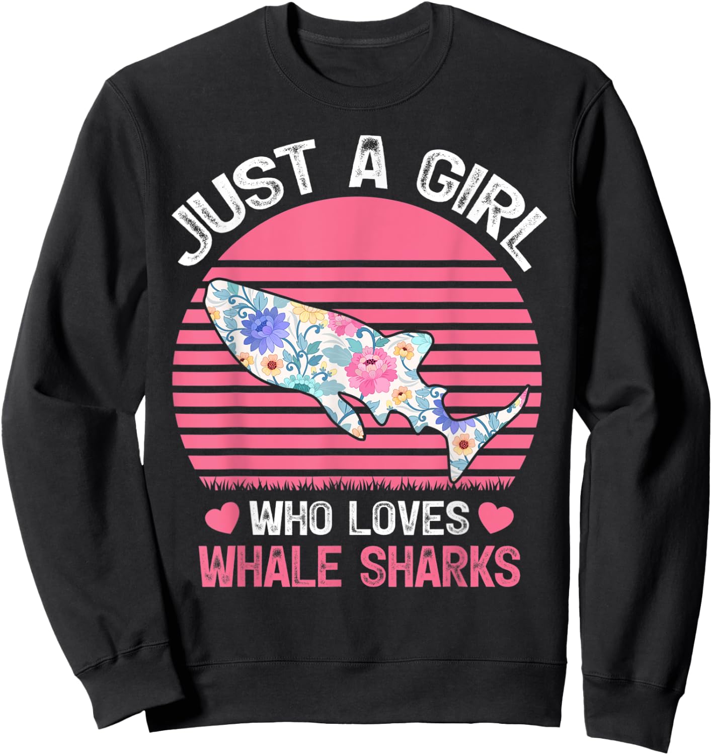 Vintage Whale Shark Lover Just A Girl Who Loves Whale Sharks Sweatshirt - Sweatshirt | Black
