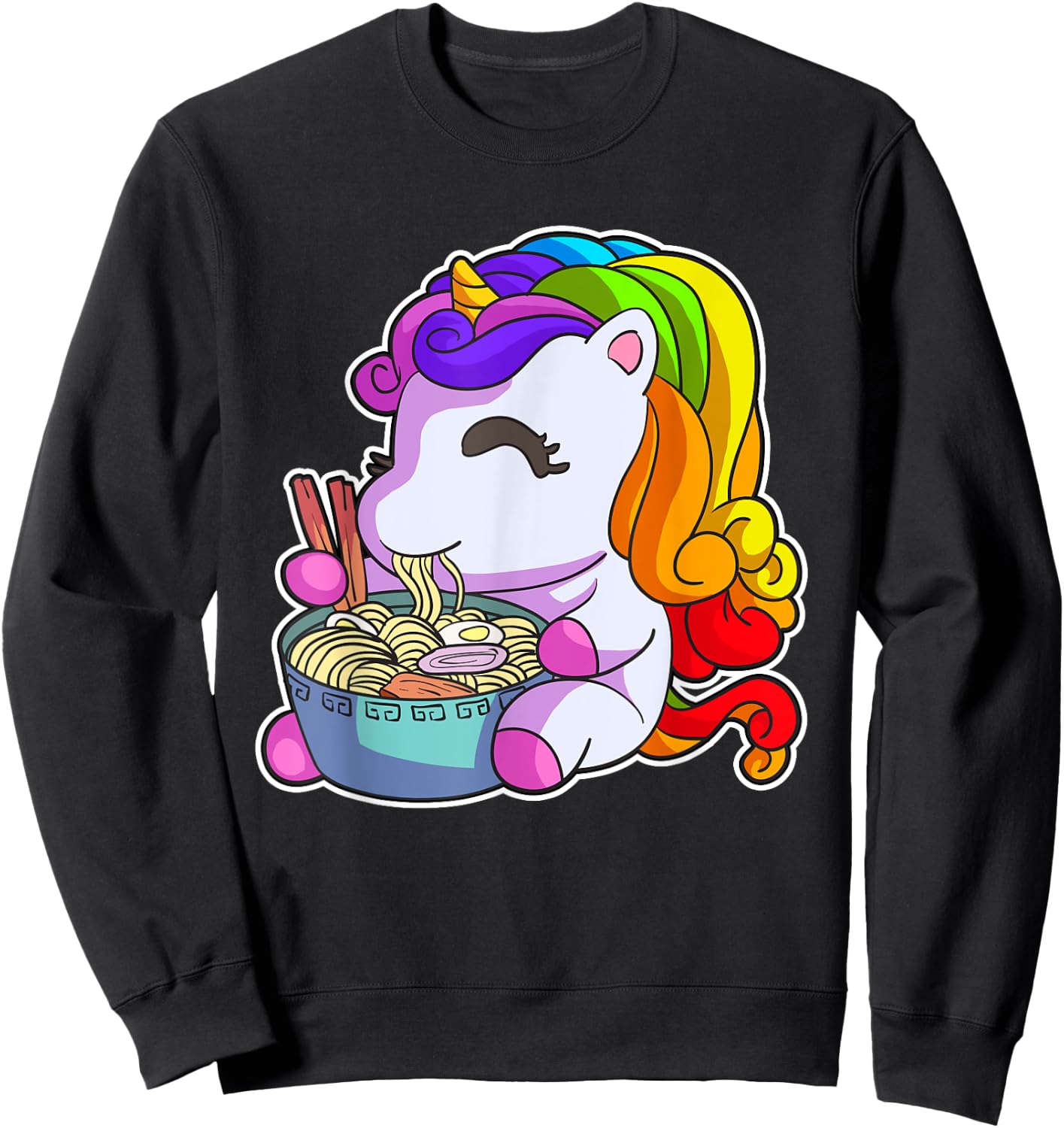 Kawaii Ramen Shirt Women Ramen Noodles Gift Unicorn Girls Sweatshirt - Sweatshirt | Black