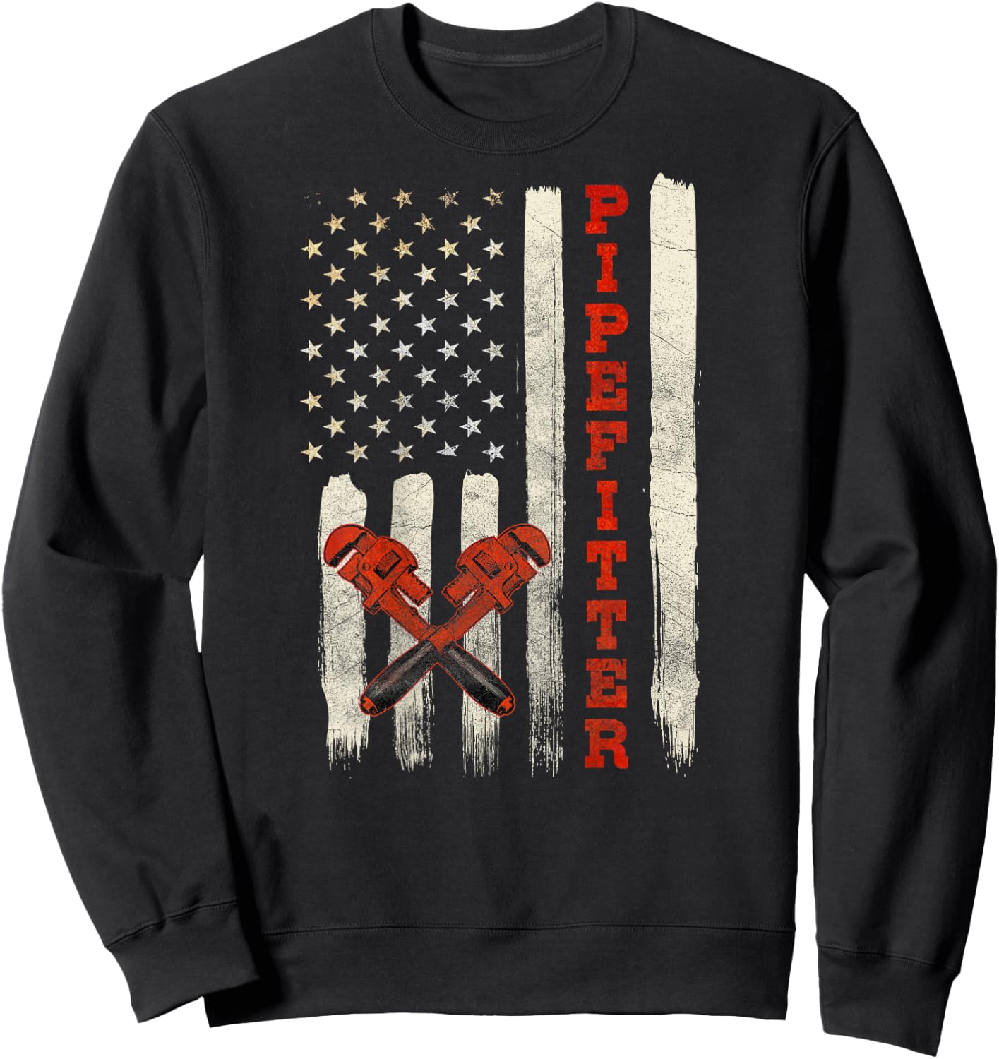 Pipefitter Gifts Funny Plumber Image On Back Of Shirt Sweatshirt - Sweatshirt | Black