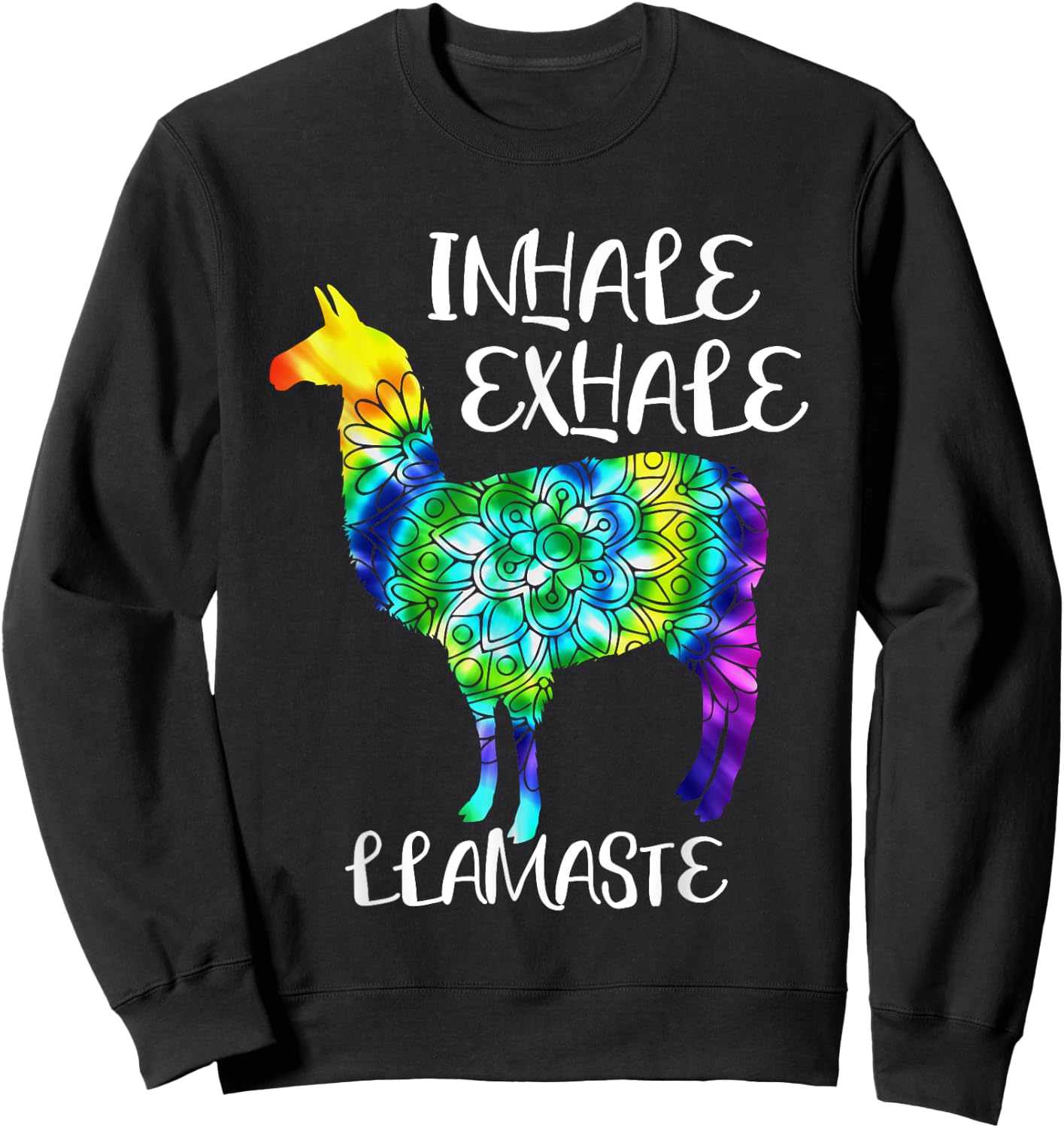 Inhale Exhale Llamaste Namaste Llama ,Cute Llama Yoga Sweatshirt - Sweatshirt | Black