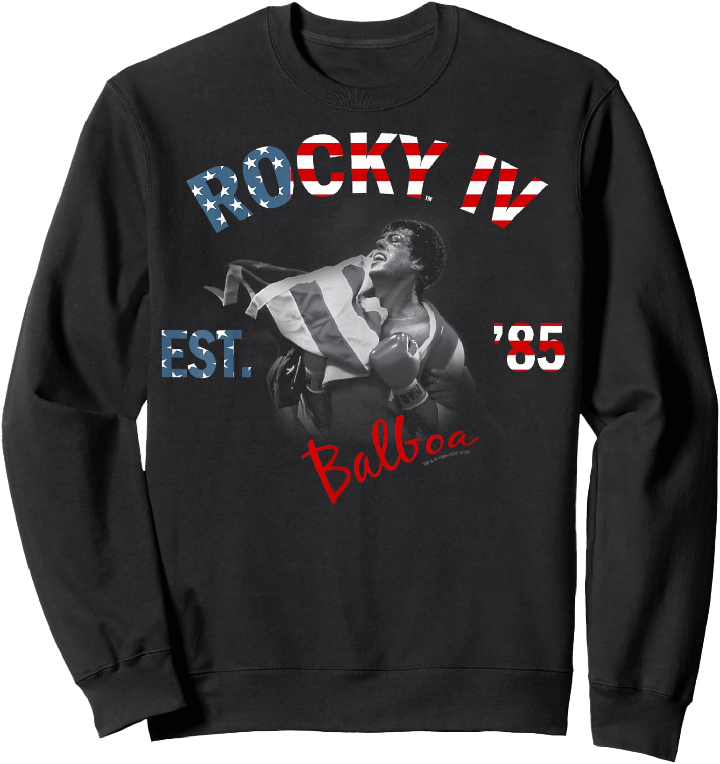Rocky IV Est. '85 American Flag Fill Sweatshirt - Sweatshirt | Black