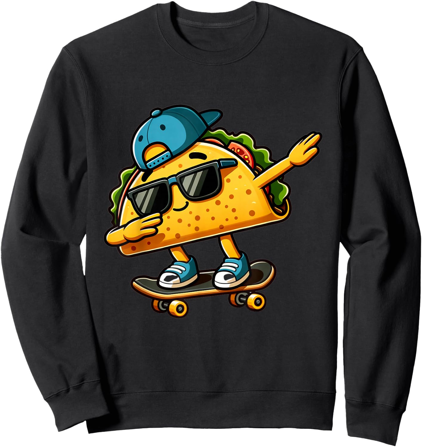 Dabbing Taco Skater Fun Sweatshirt - Sweatshirt | Black