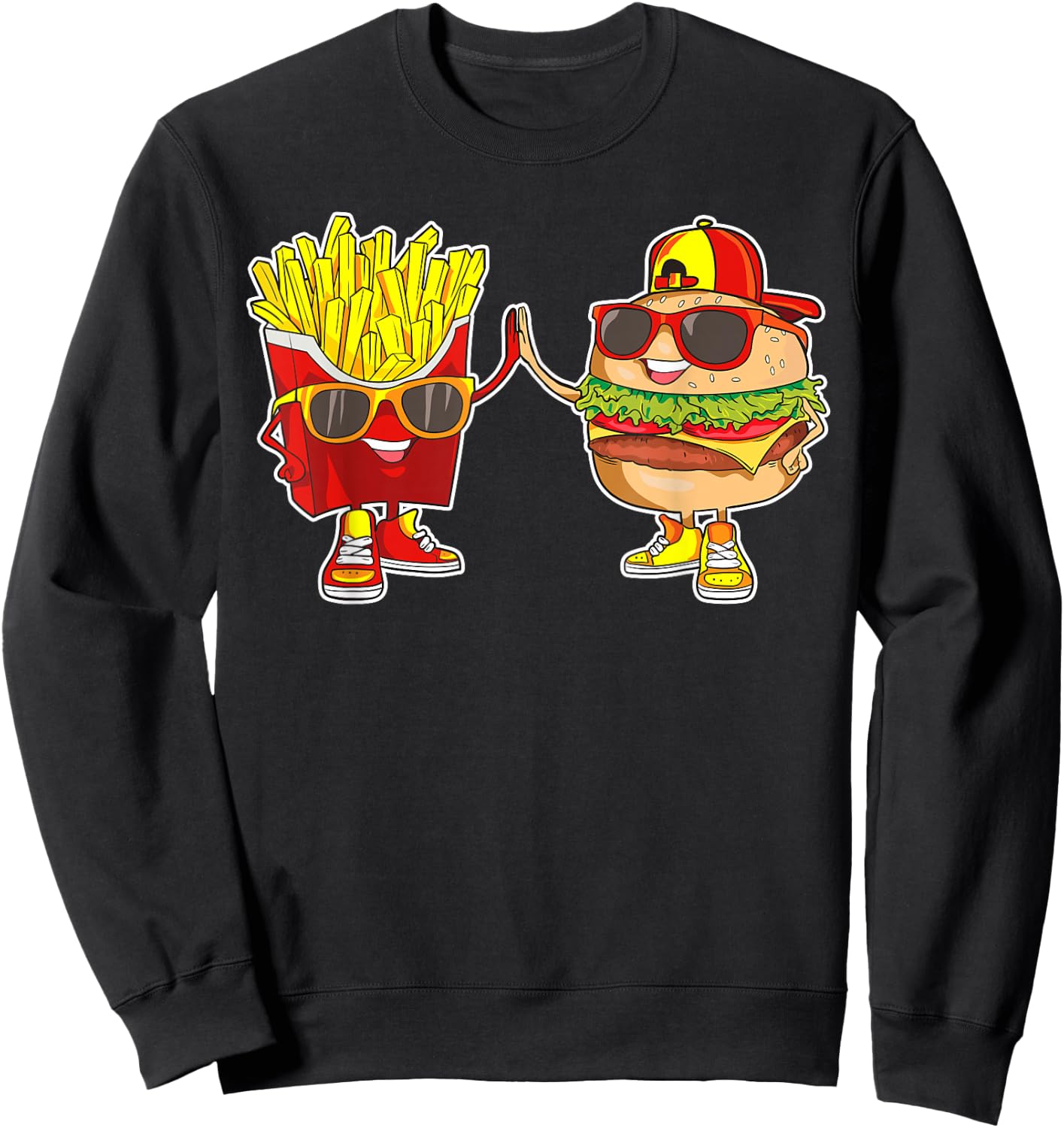 Burger and Fries Trendy Weird BFF Fast Food Who Love Summer Sweatshirt - Sweatshirt | Black