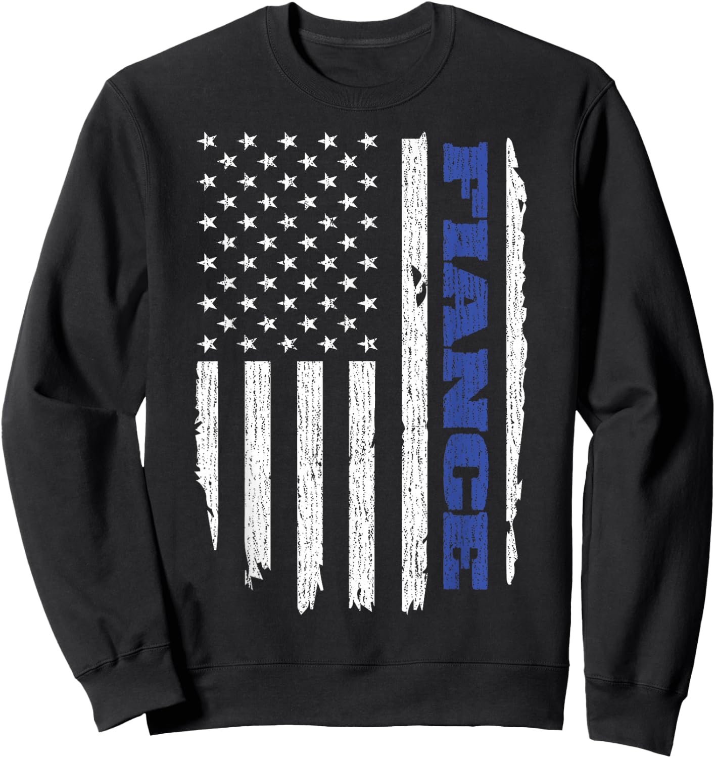 Police Fiance American Flag USA Thin Blue Women Men Sweatshirt - Sweatshirt | Black