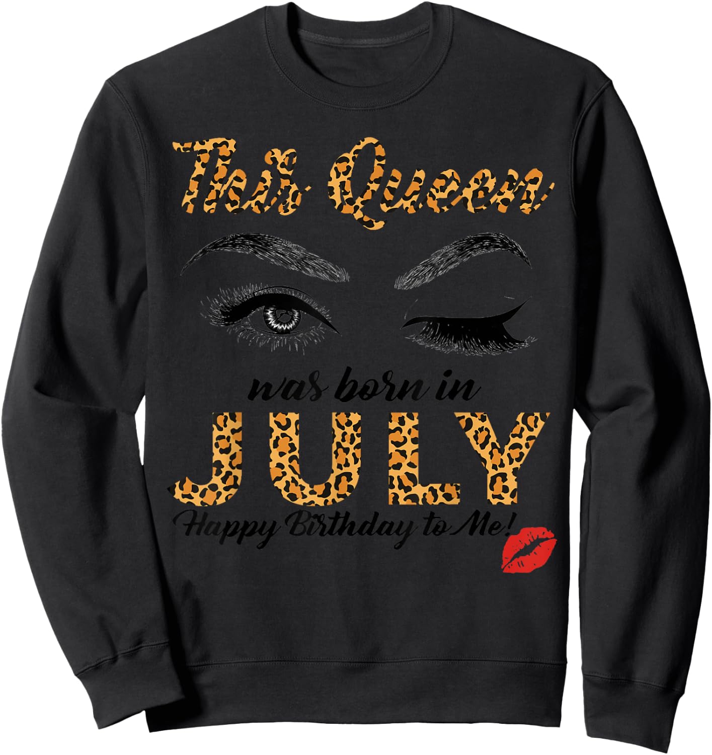 Leopard This Queen Was Born In JuLy Sweatshirt - Sweatshirt | Black