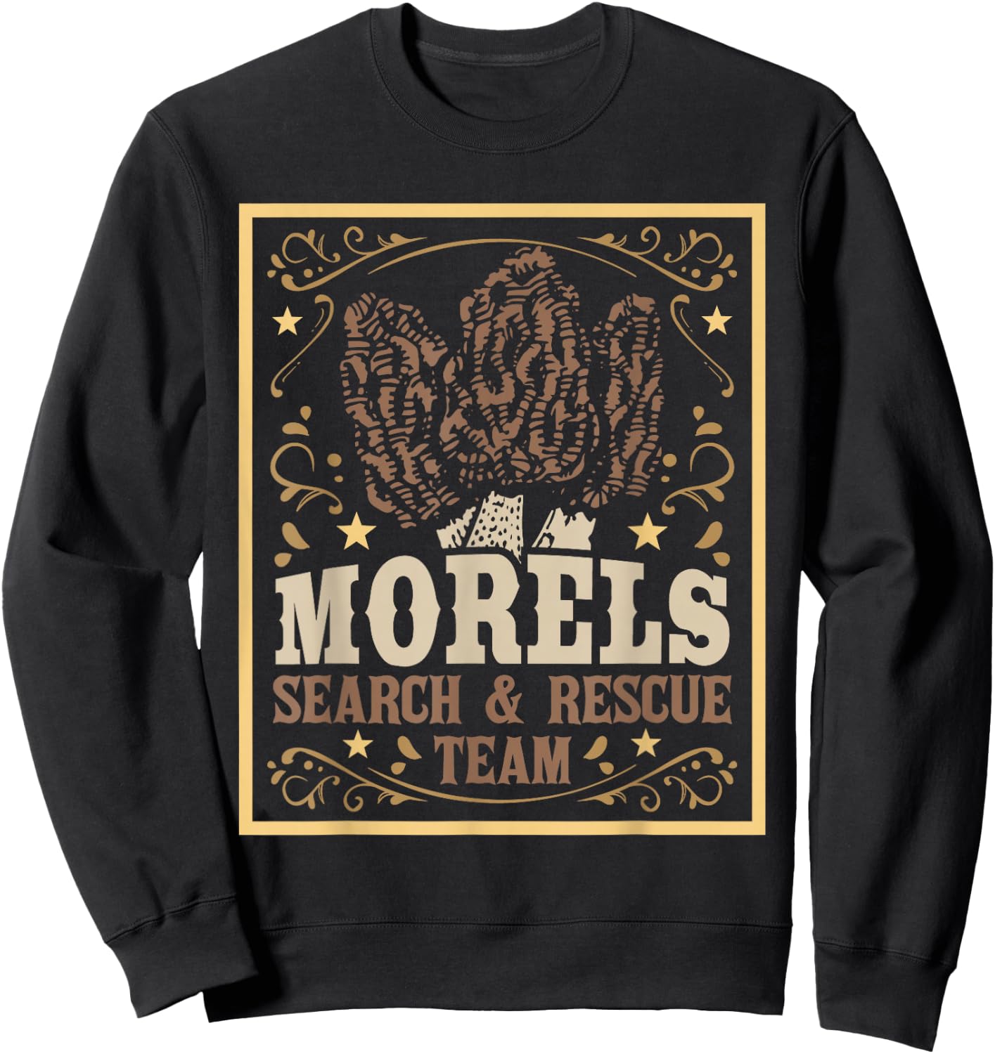 Morel Search Rescue Team - Mushroom Hunting Mushroom Hunter Sweatshirt - Sweatshirt | Black