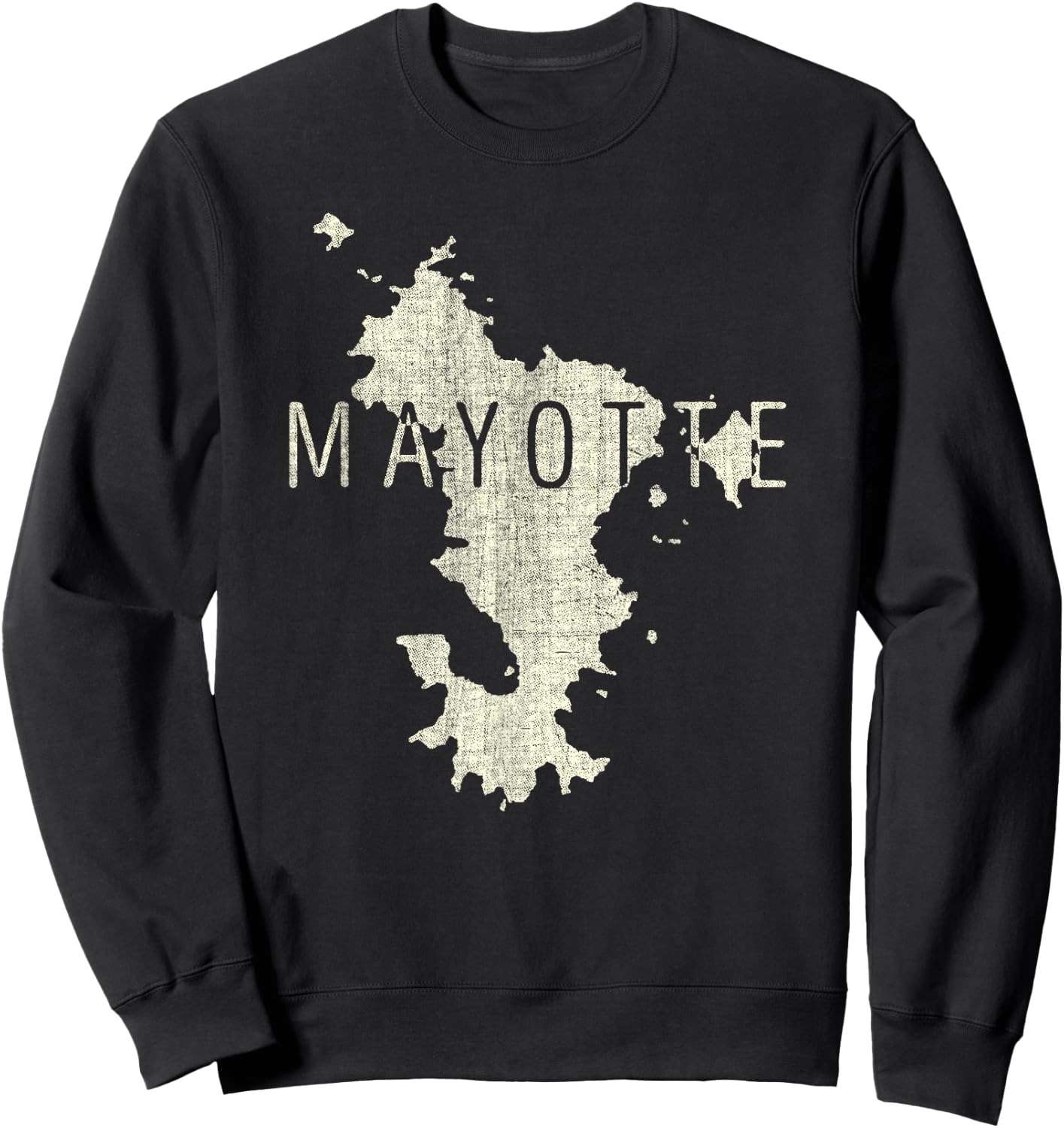 Mayotte Map Word Art - Distressed French Island Souvenir Sweatshirt - Sweatshirt | Black
