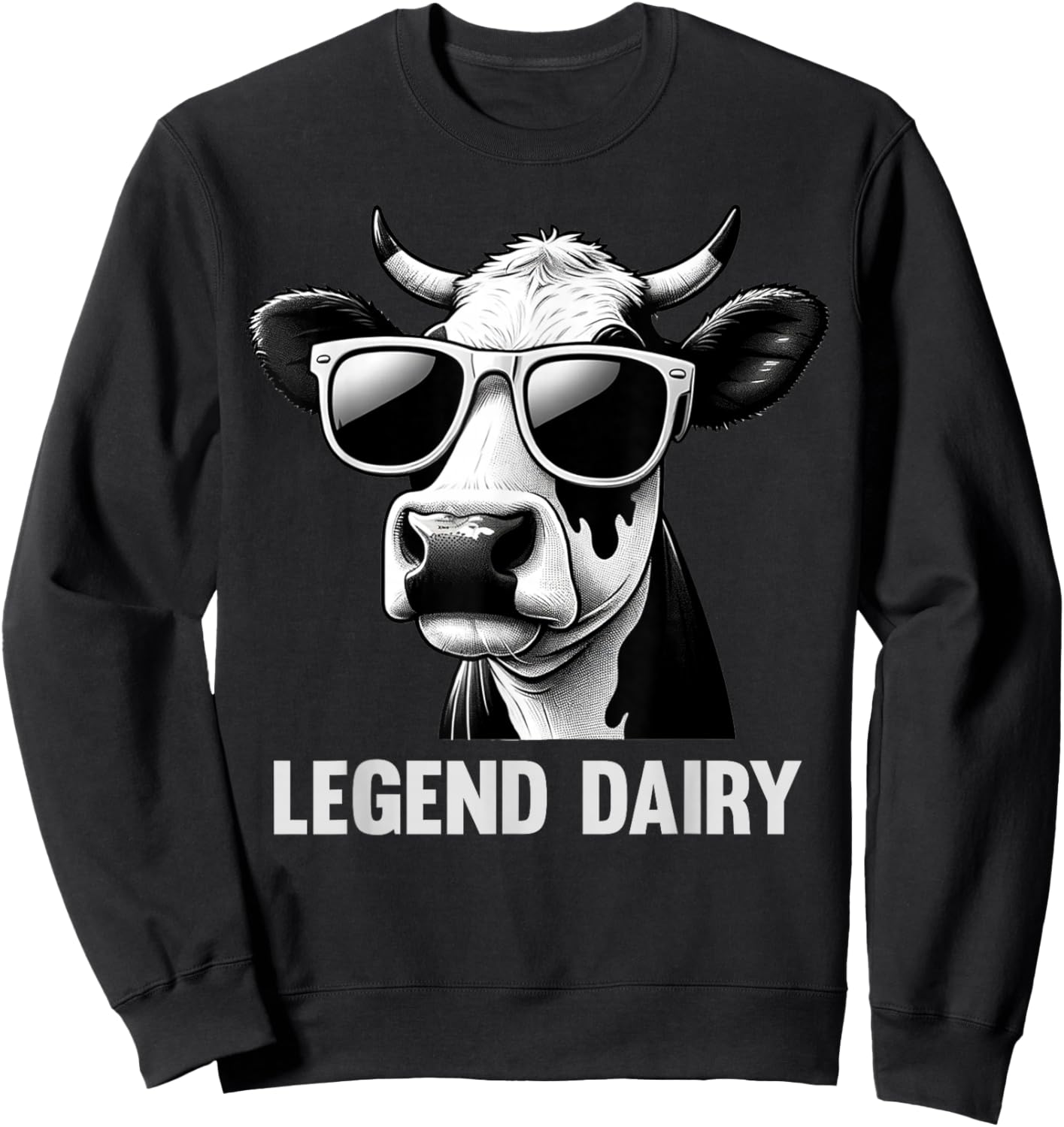 Legend Dairy Funny Farmer Cow Farmer Pun Graphic Sweatshirt - Sweatshirt | Black