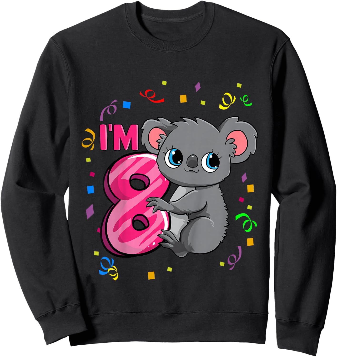 8th Birthday Shirt For Girls Koala Bear 8 Years Old Sweatshirt - Sweatshirt | Black