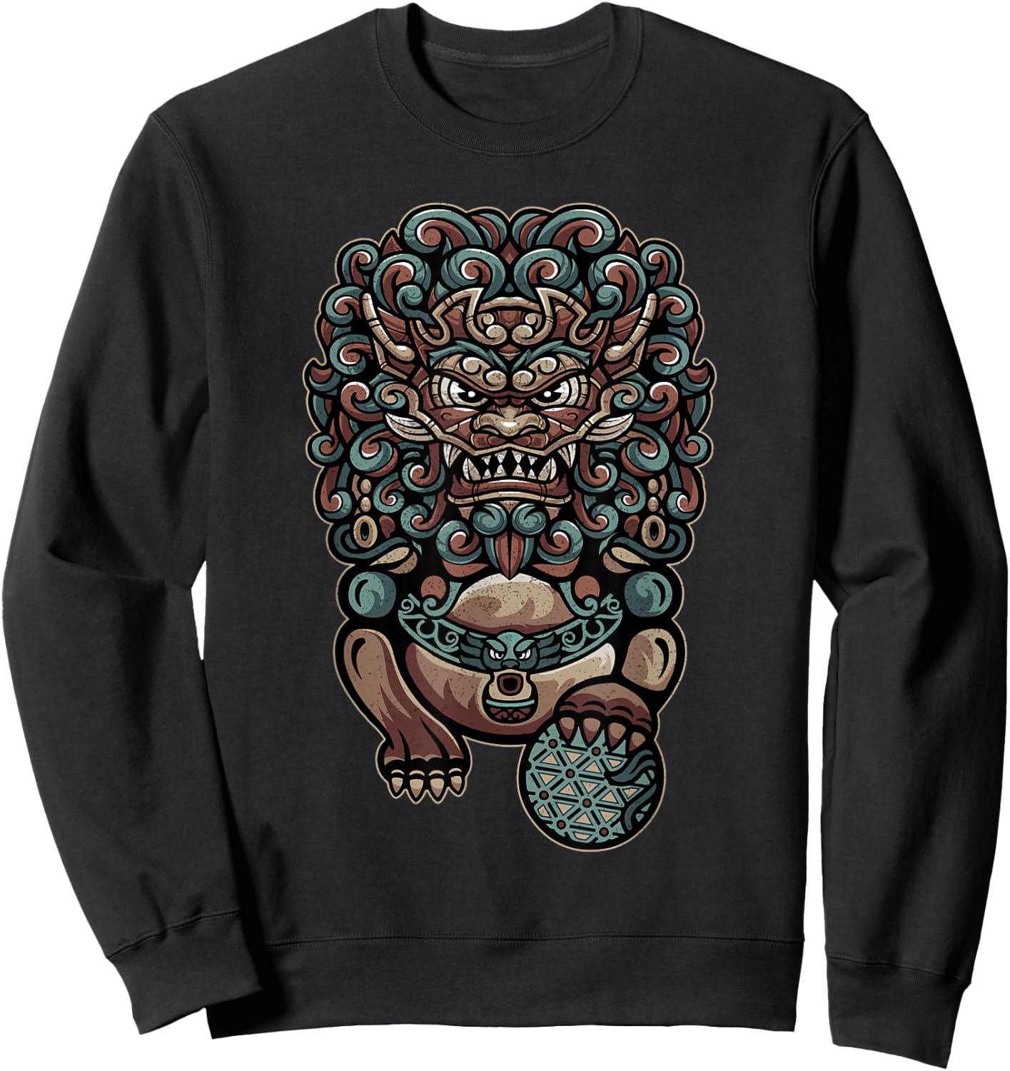 Chinese Guardian Lion Fu Dog or Foo Dog Women Sweatshirt - Sweatshirt | Black