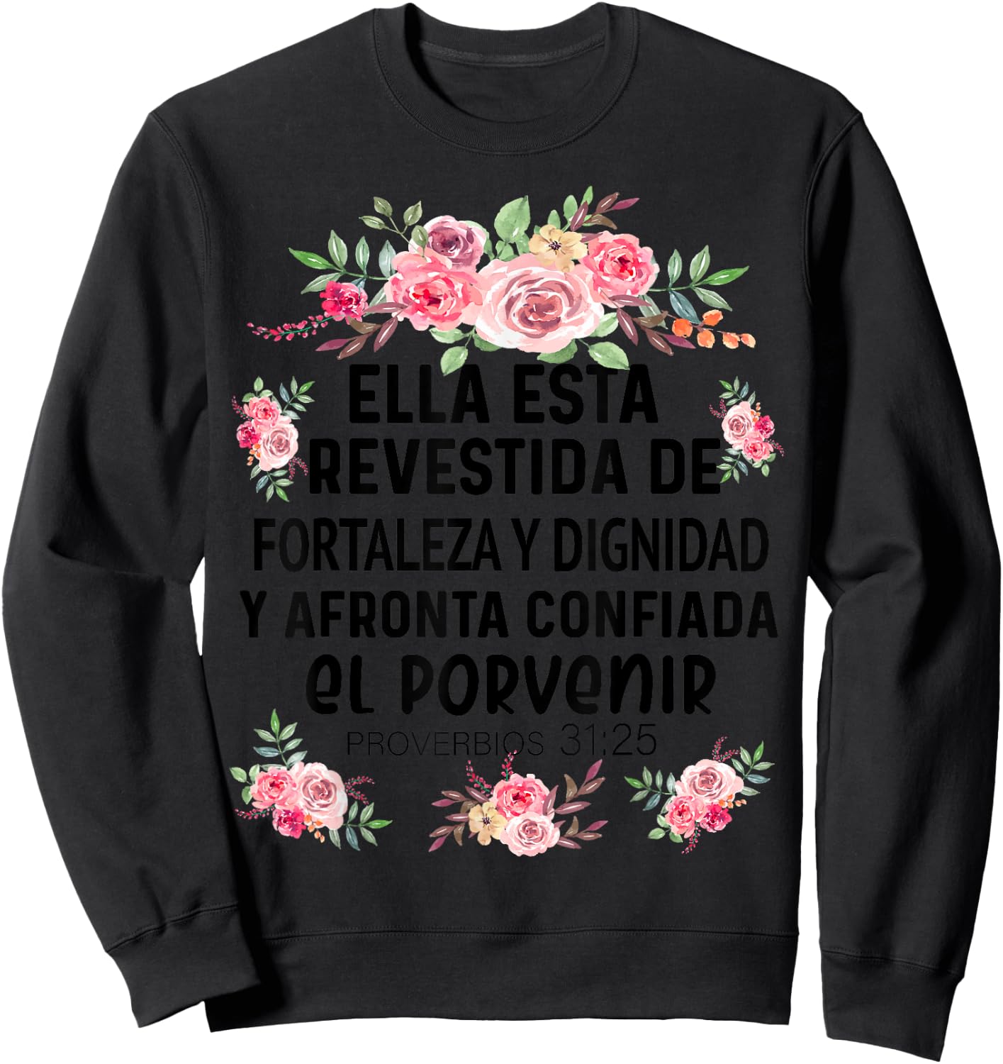Camiseta cristiana en espanol Versiculo Spanish Christians Sweatshirt - Sweatshirt | Black