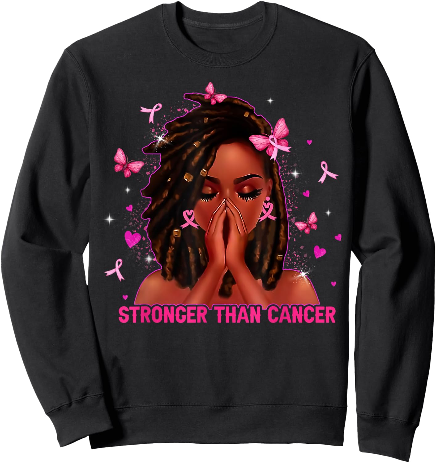 Black Women Melanin Queen Stronger Than Breast Cancer Fight Sweatshirt - Sweatshirt | Black