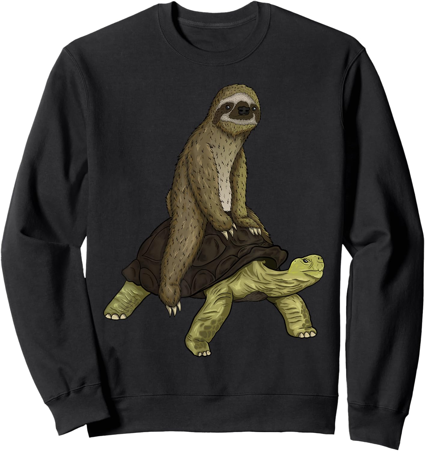Sloth Turtle Shirt Sloth Riding Tortoise Speed is Relative Sweatshirt - Sweatshirt | Black