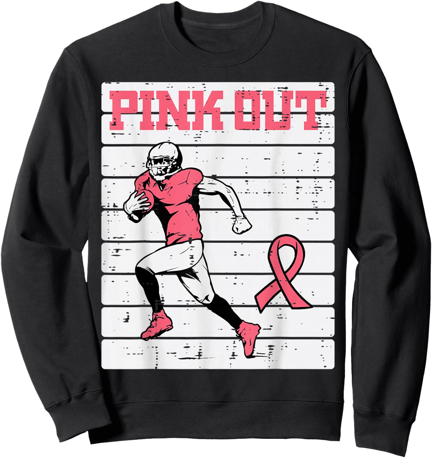 Breast Cancer Football Player Pink Out Awareness Men Boy Kid Sweatshirt - Sweatshirt | Black