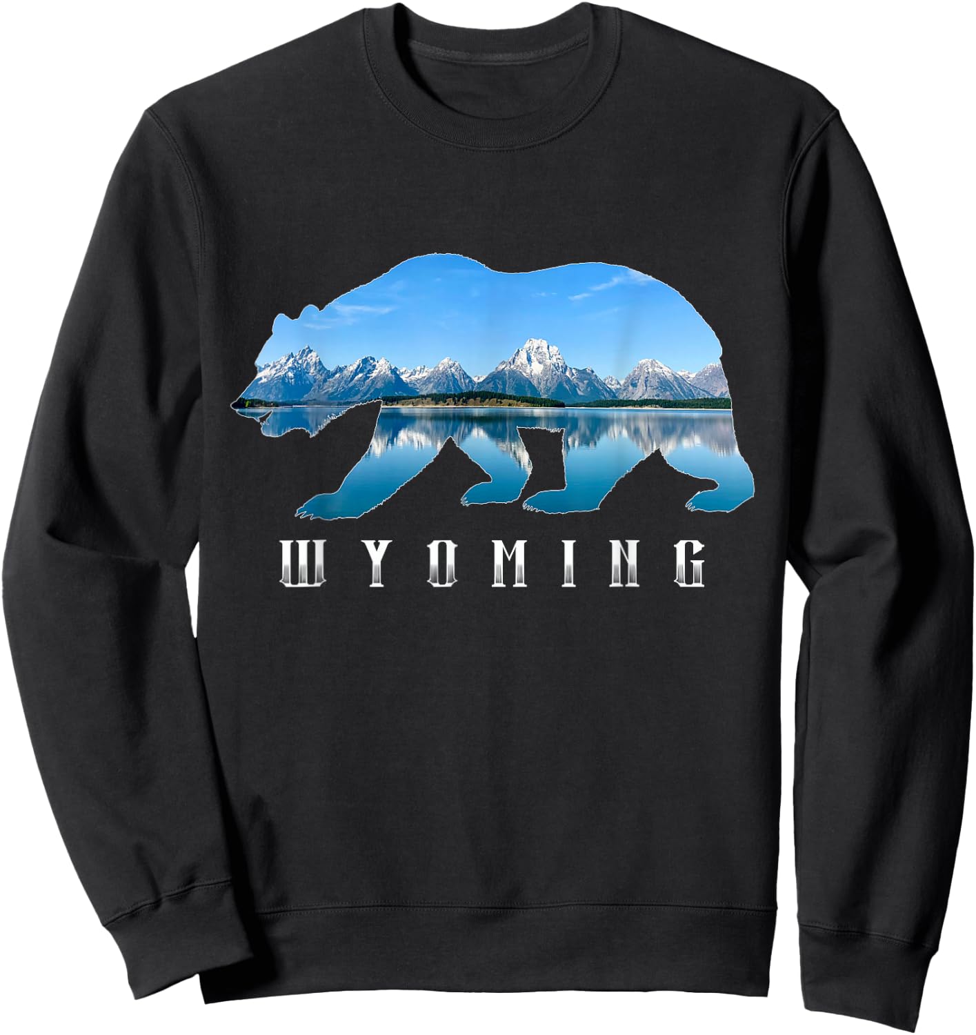 Wyoming Bear & Grand Teton National Park Image Souvenir Sweatshirt - Sweatshirt | Black