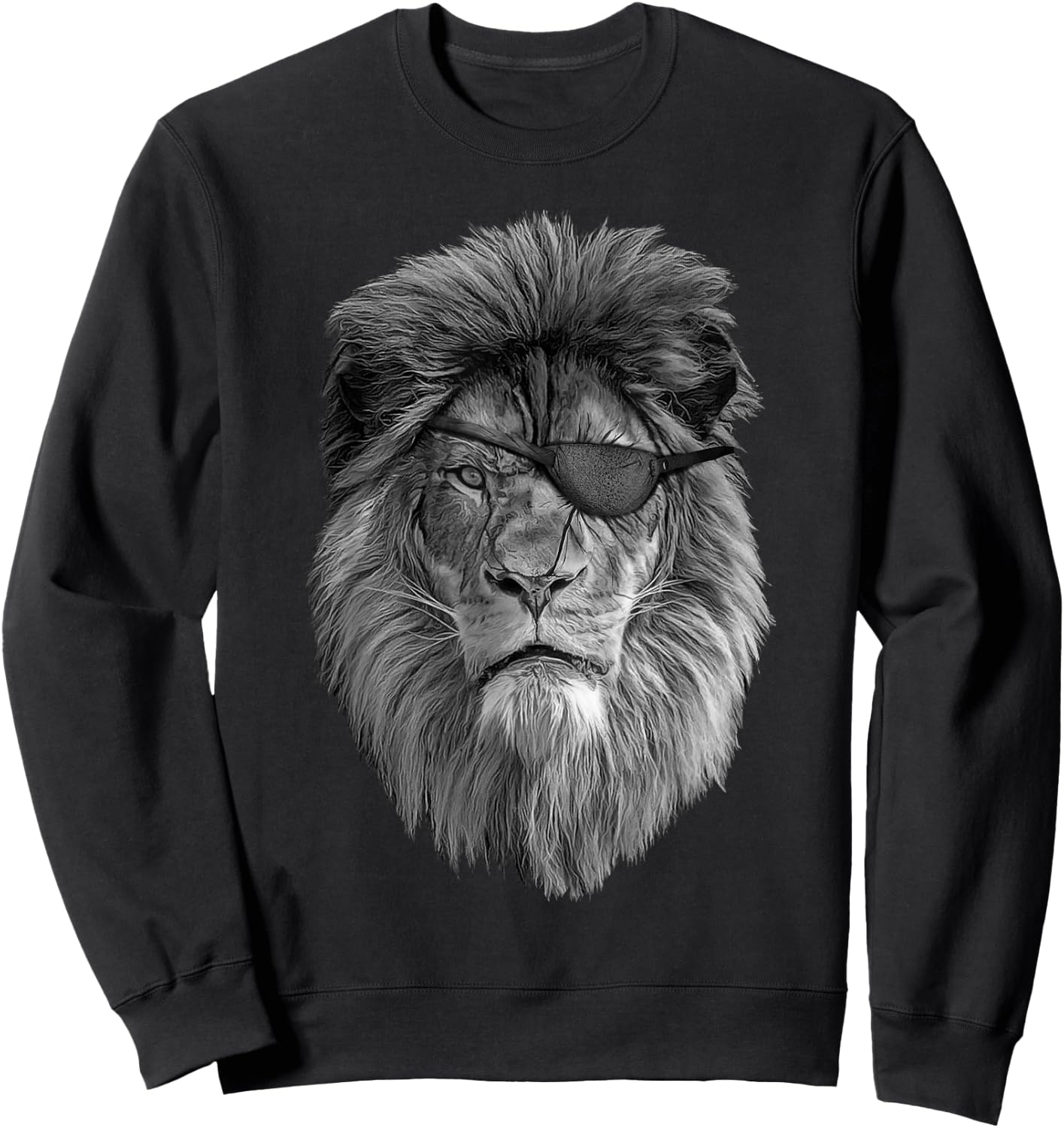 Tough Old Lion - King Of The Jungle With Scars & Eye Patch Sweatshirt - Sweatshirt | Black