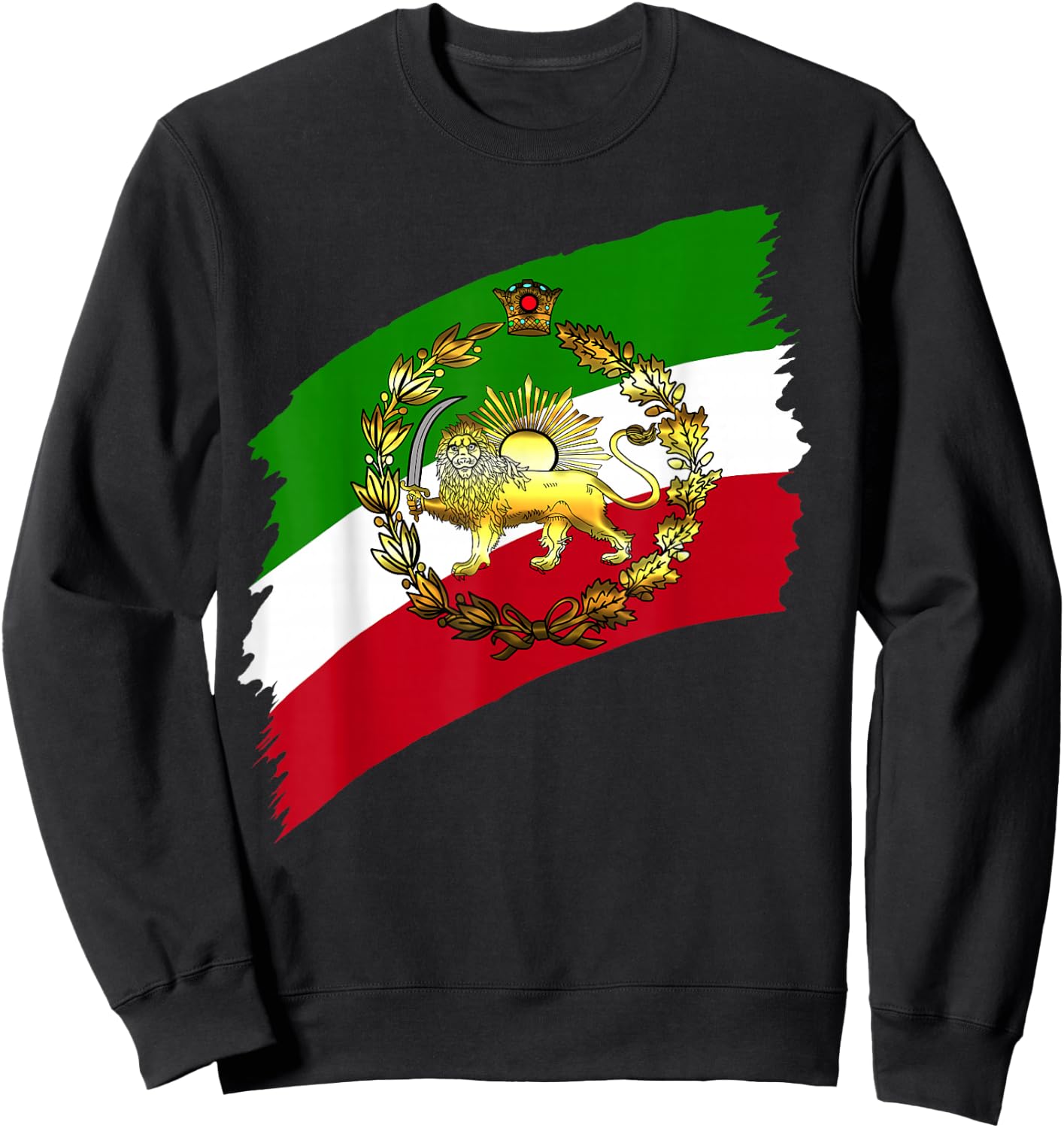 Iran flag with lion and crown Sweatshirt - Sweatshirt | Black