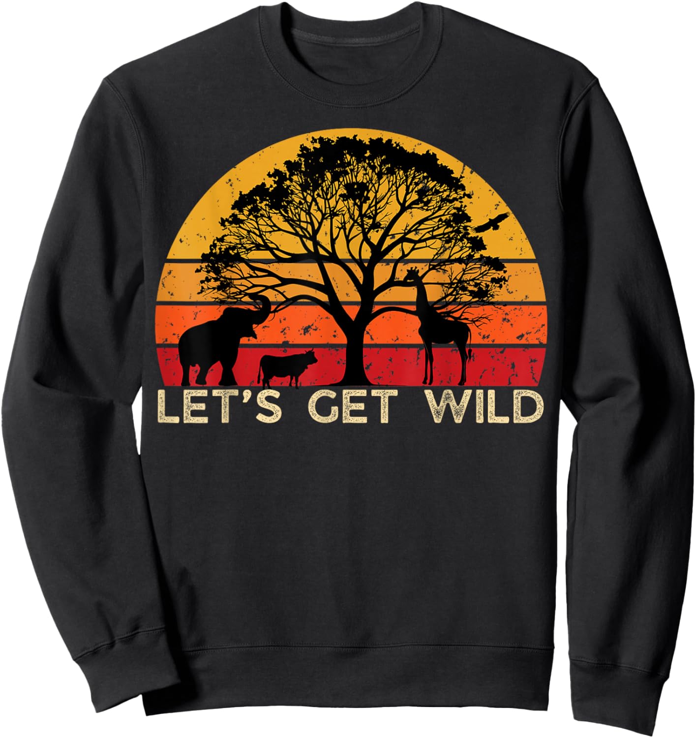 Zoo Animals Wildlife Birthday Party Let's Get Wild Safari Sweatshirt - Sweatshirt | Black