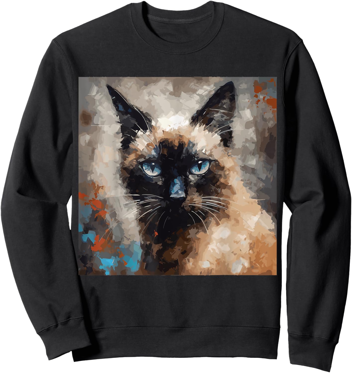 Siamese Cat Kitten Painting Cat Lover Funny Siamois Kitty Sweatshirt - Sweatshirt | Black