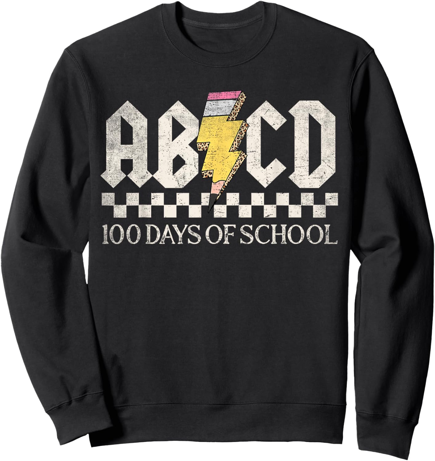 Boys Girls Teachers Rock 100 Days Of School ABCD 100th Day Sweatshirt - Sweatshirt | Black