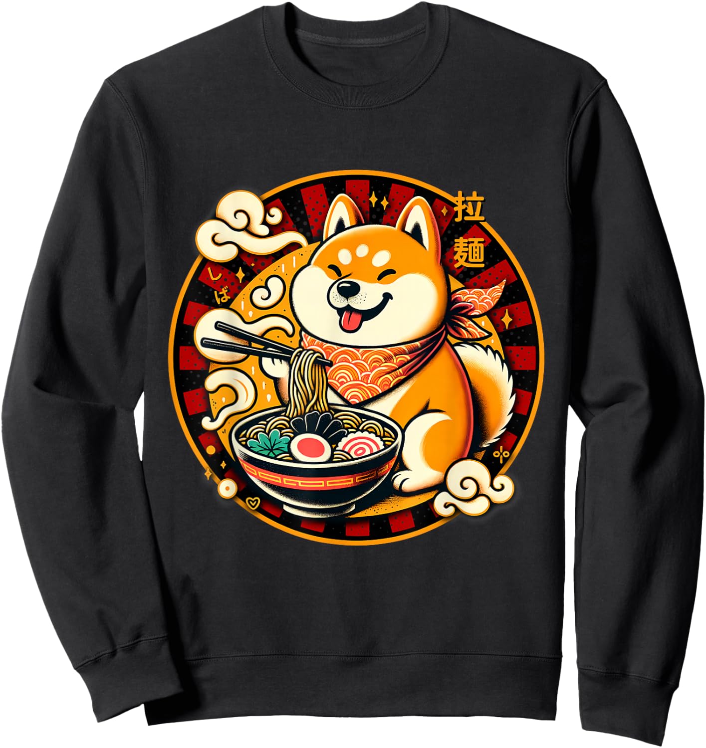 Shiba Ramen Bowl Japanese Love Noodles Cute Dog Inu Kawaii Sweatshirt - Sweatshirt | Black