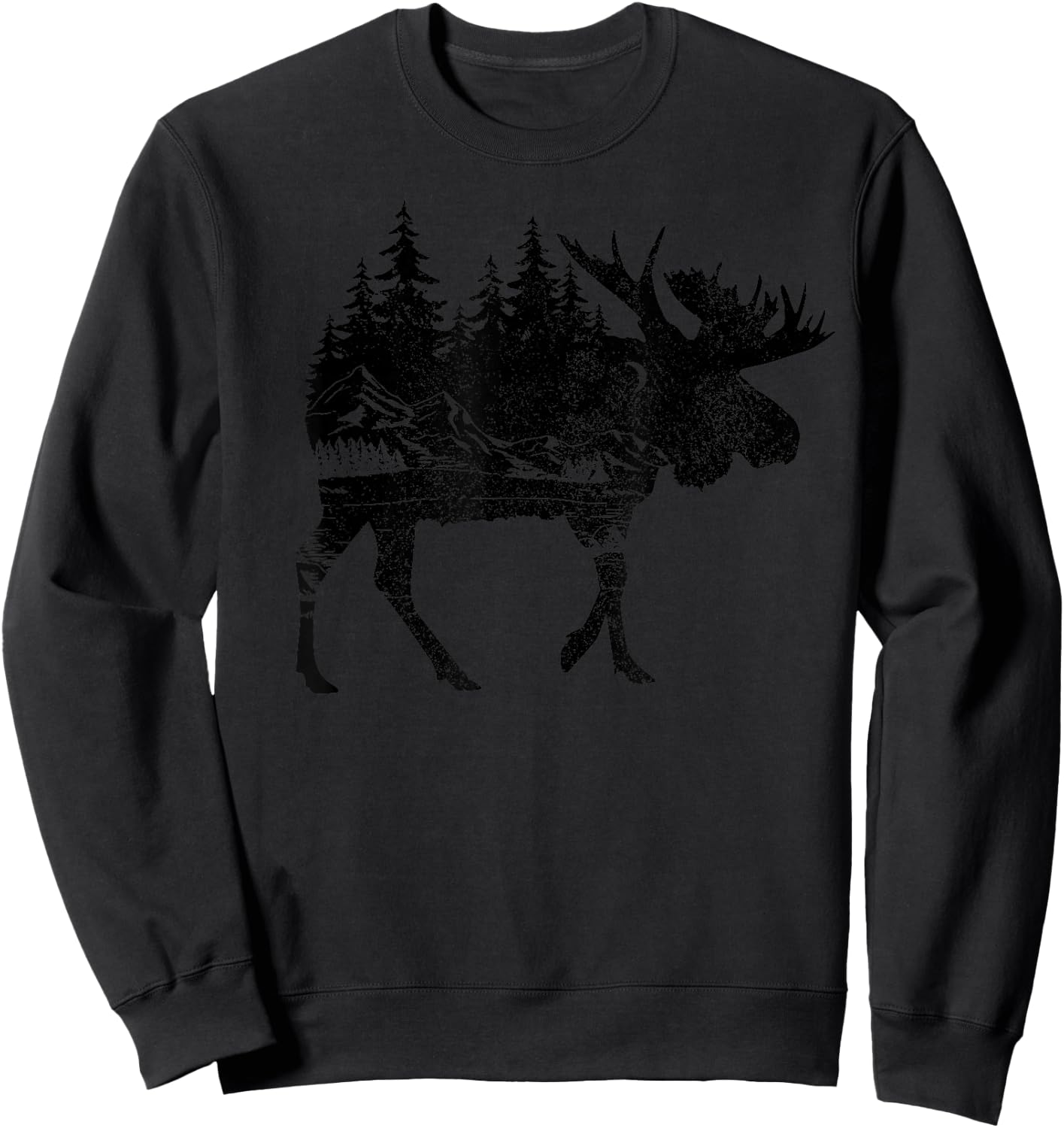 Moose Nature Alaska Hiking Fishing Camping Hunting Sweatshirt - Sweatshirt | Black