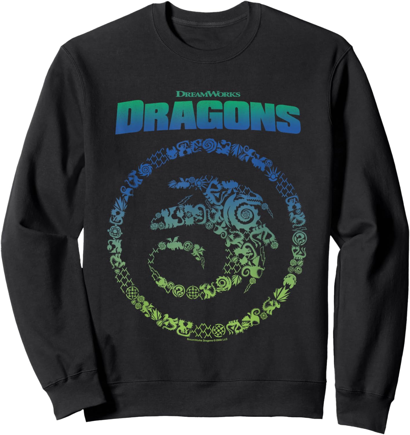How to Train Your Dragon Toothless Vintage Symbols Logo Sweatshirt - Sweatshirt | Black