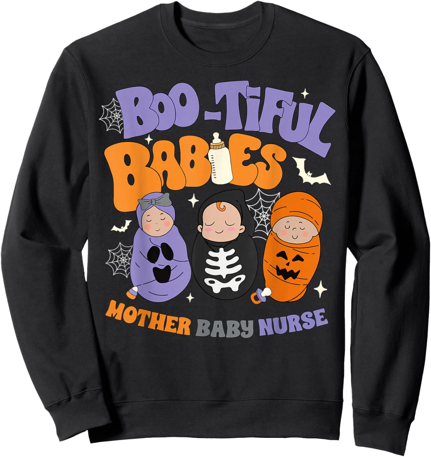Boo-tiful Babies Mother Baby Nurse Halloween Spooky Season Sweatshirt - Sweatshirt | Black