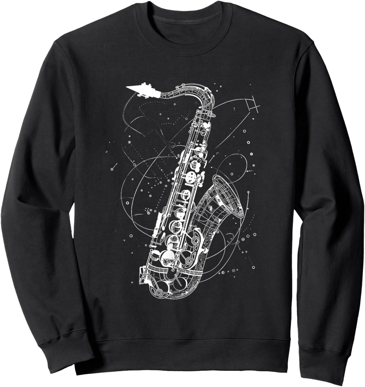 Saxophone Sketch Jazz Music Orchestra Sweatshirt - Sweatshirt | Black