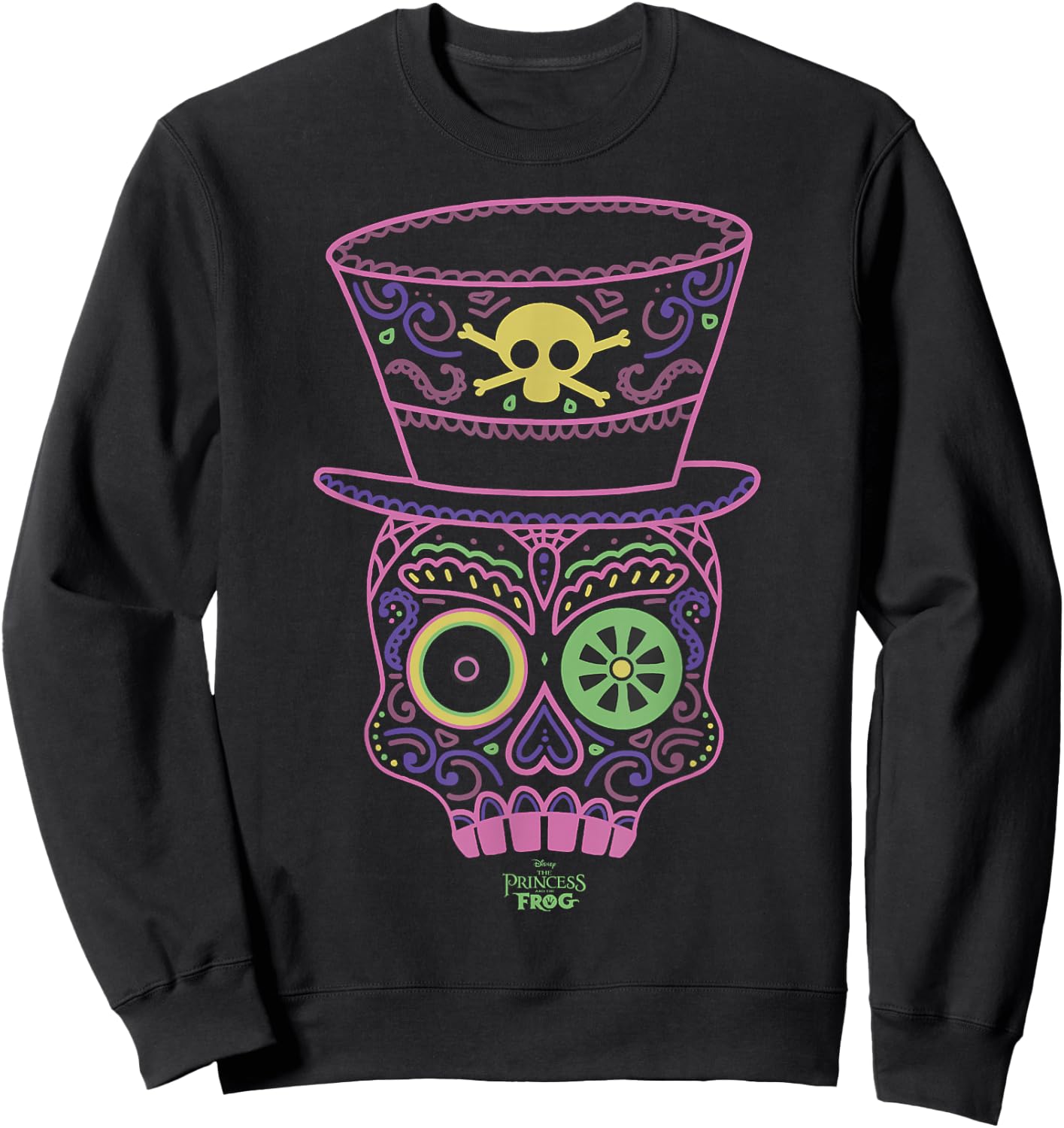 Disney Princess And The Frog Dr. Facilier Line Art Mask Sweatshirt - Sweatshirt | Black