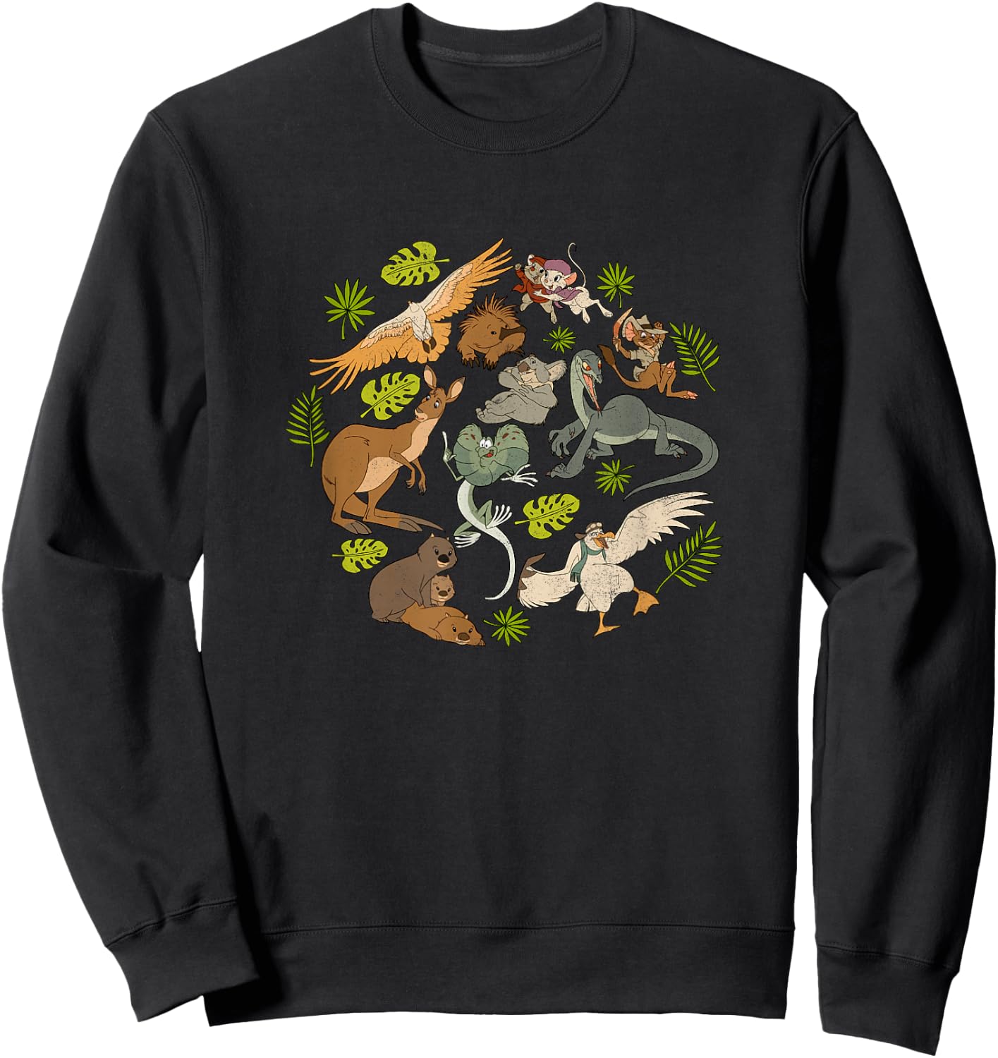Disney The Rescuers Down Under Vintage Character Jumble Sweatshirt - Sweatshirt | Black