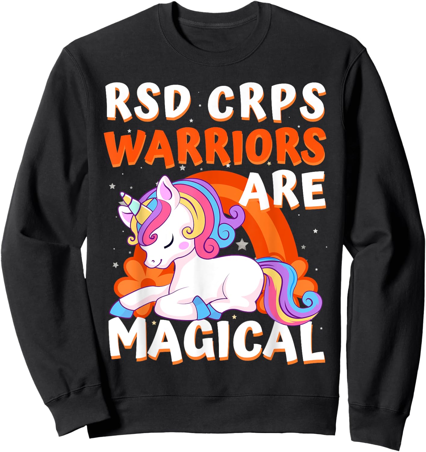 Warriors Are Magical RSD CRPS Awareness Ribbon Unicorn Sweatshirt - Sweatshirt | Black