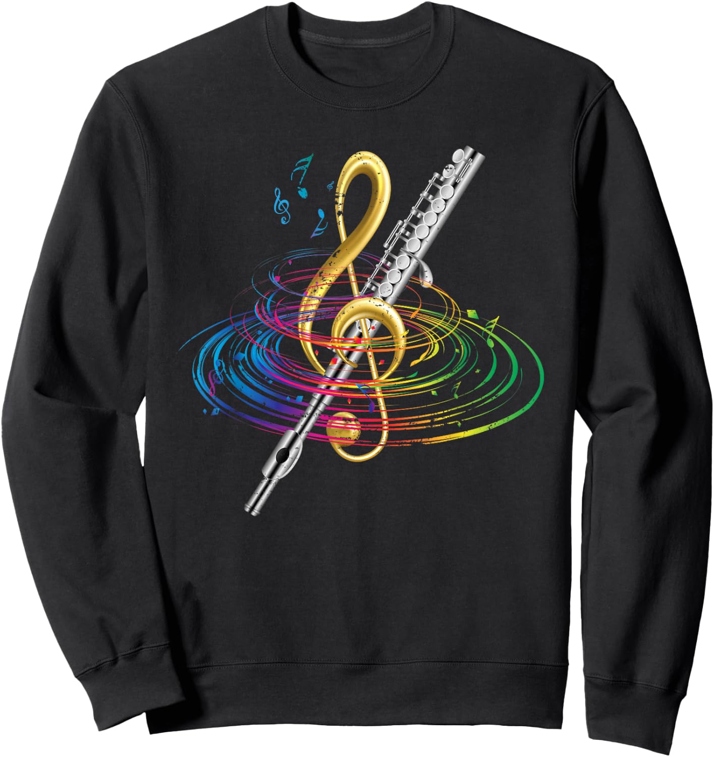 Classical Music Treble Clef Flutist Gift Flute Sweatshirt - Sweatshirt | Black