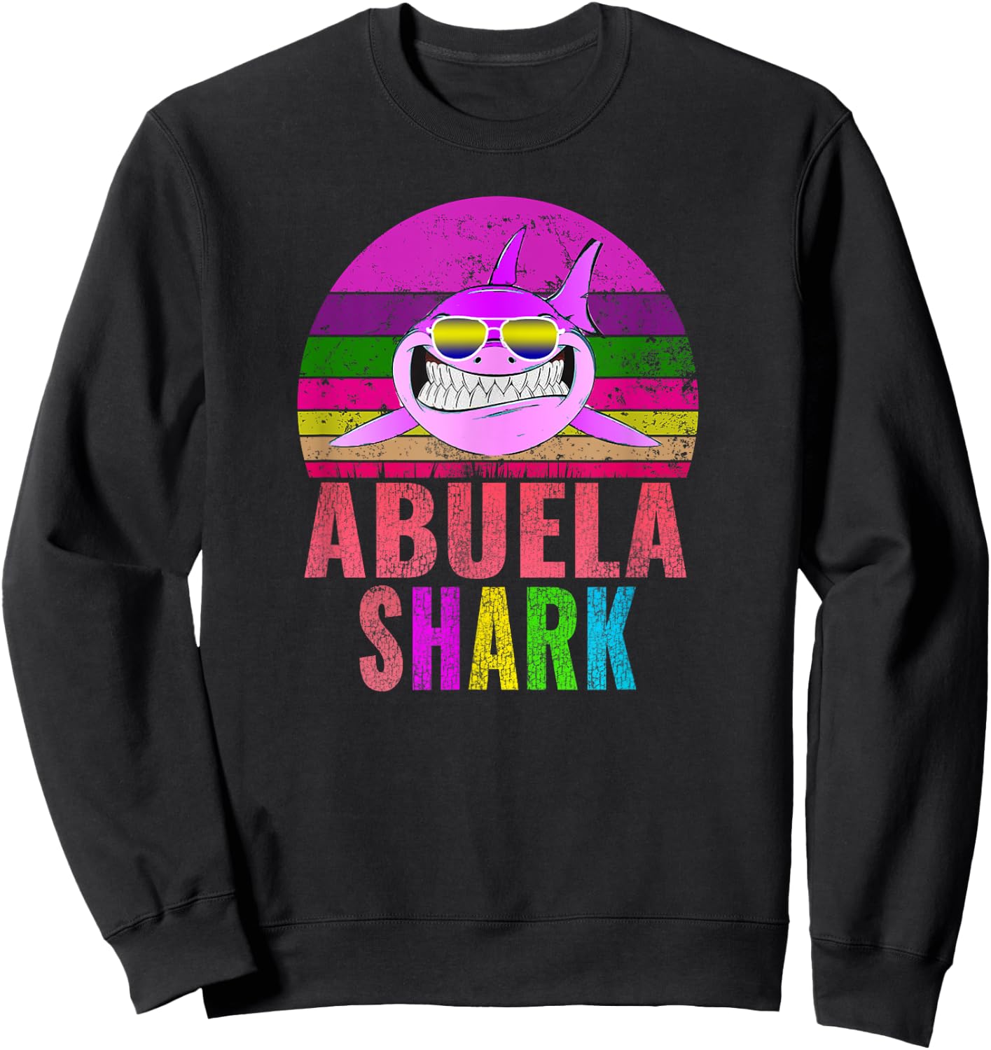 Abuela Shark Funny Spanish Grandma Vintage Sweatshirt - Sweatshirt | Black