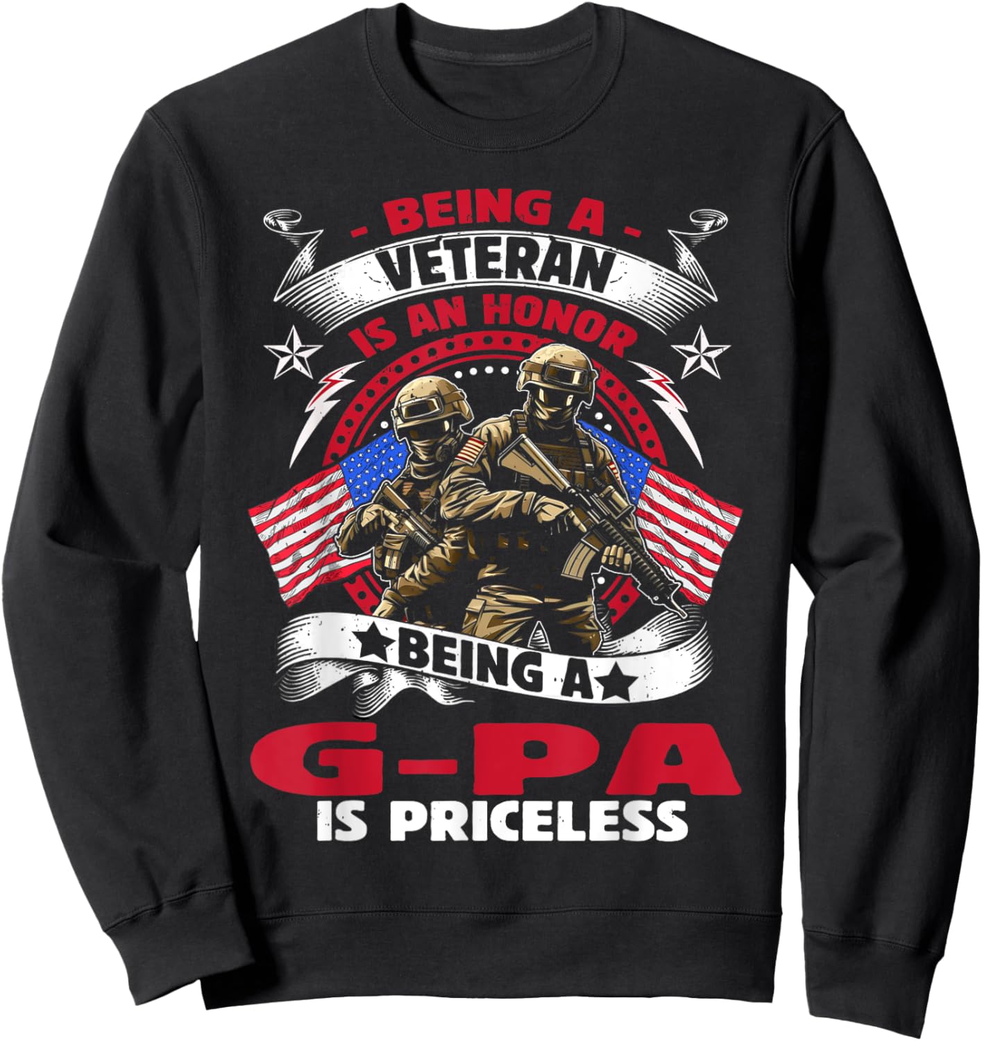 Veteran G Pa Grandpa USA Flag 4th Of July Sweatshirt - Sweatshirt | Black