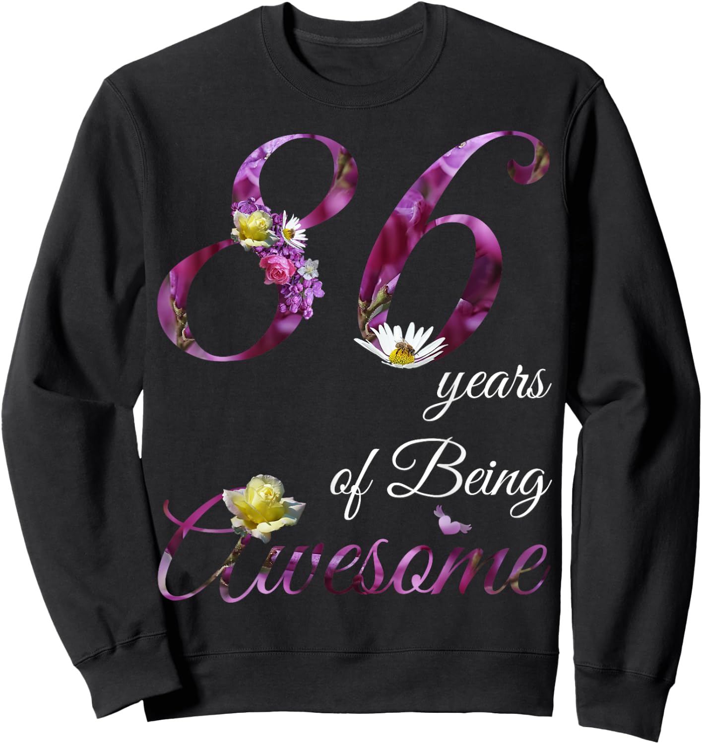 86 Year Old Shirt Awesome Floral 1939 86th Birthday Gift Sweatshirt - Sweatshirt | Black