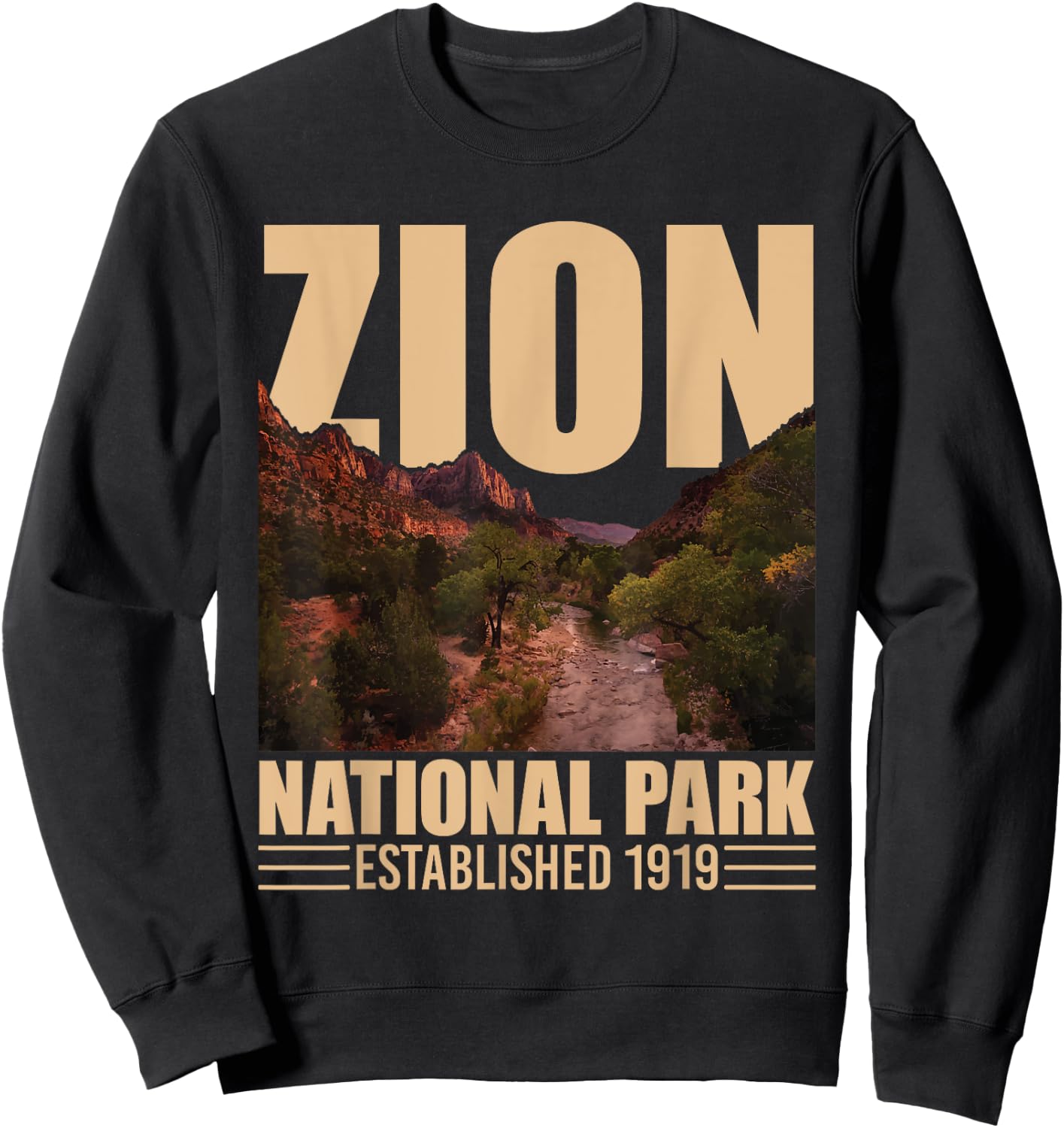 Zion National Park - Retro Hiking & Camping Lover Sweatshirt - Sweatshirt | Black