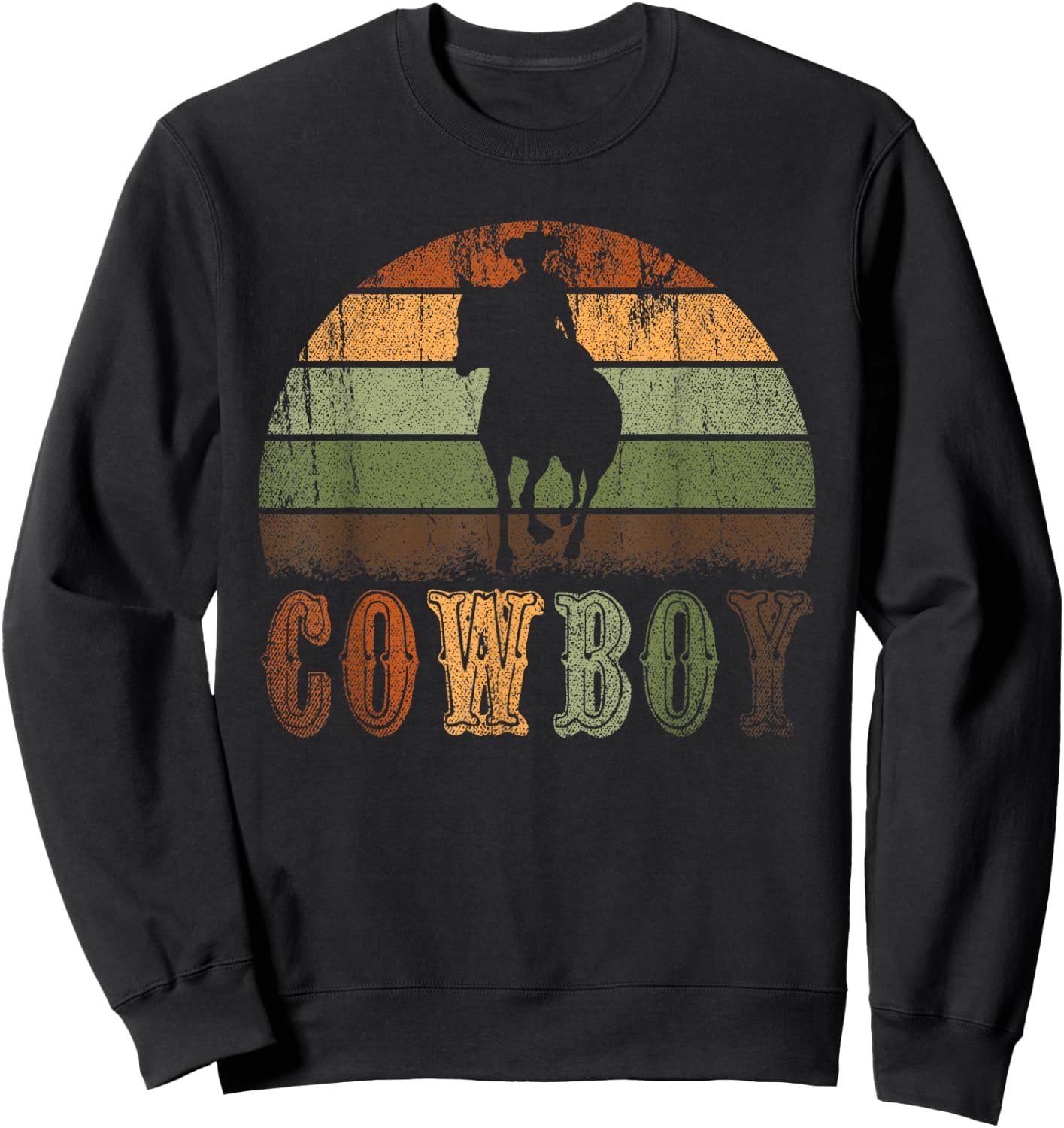 Retro Horseback Riding Rodeo Western Line Dance Horse Cowboy Sweatshirt - Sweatshirt | Black