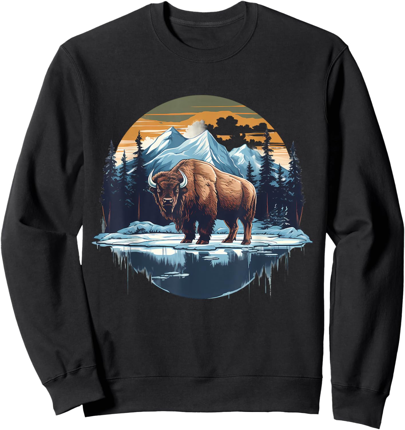 Buffalo Artwork Bison African Animal Lovers Colorful Nature Sweatshirt - Sweatshirt | Black