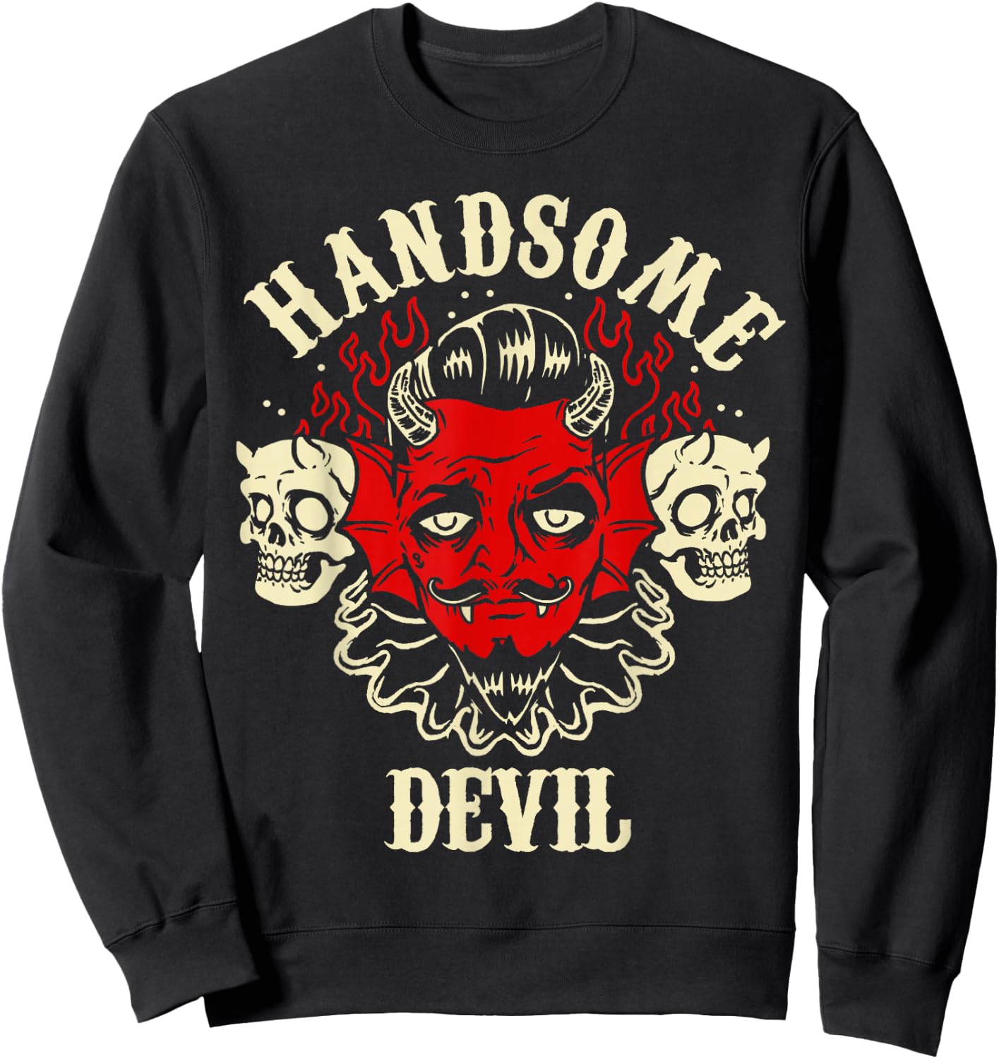 Horror Art - Handsome Devil Demon Psychobilly Lowbrow Art Sweatshirt - Sweatshirt | Black