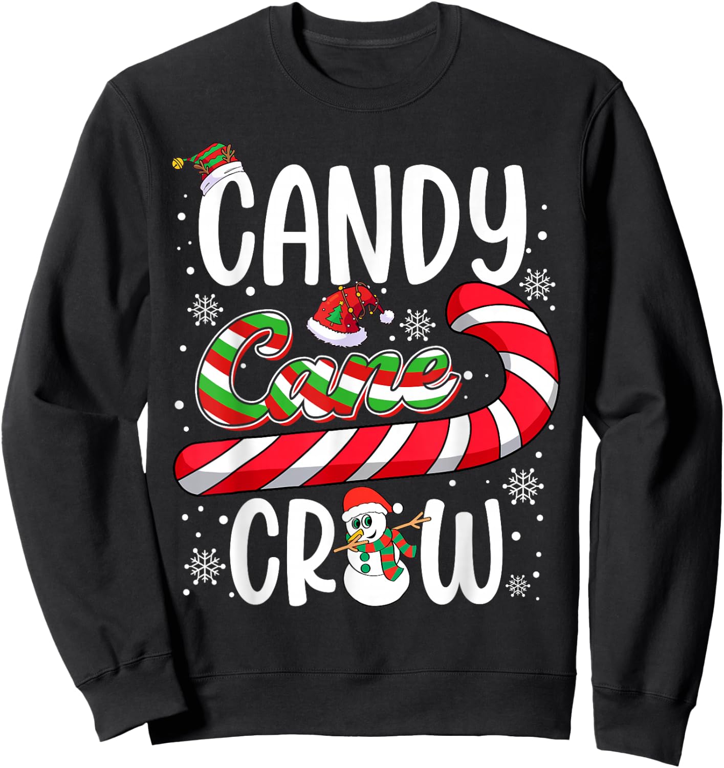 Candy Cane Crew Christmas Xmas Love Candy Boys Girls Kids Sweatshirt - Sweatshirt | Black