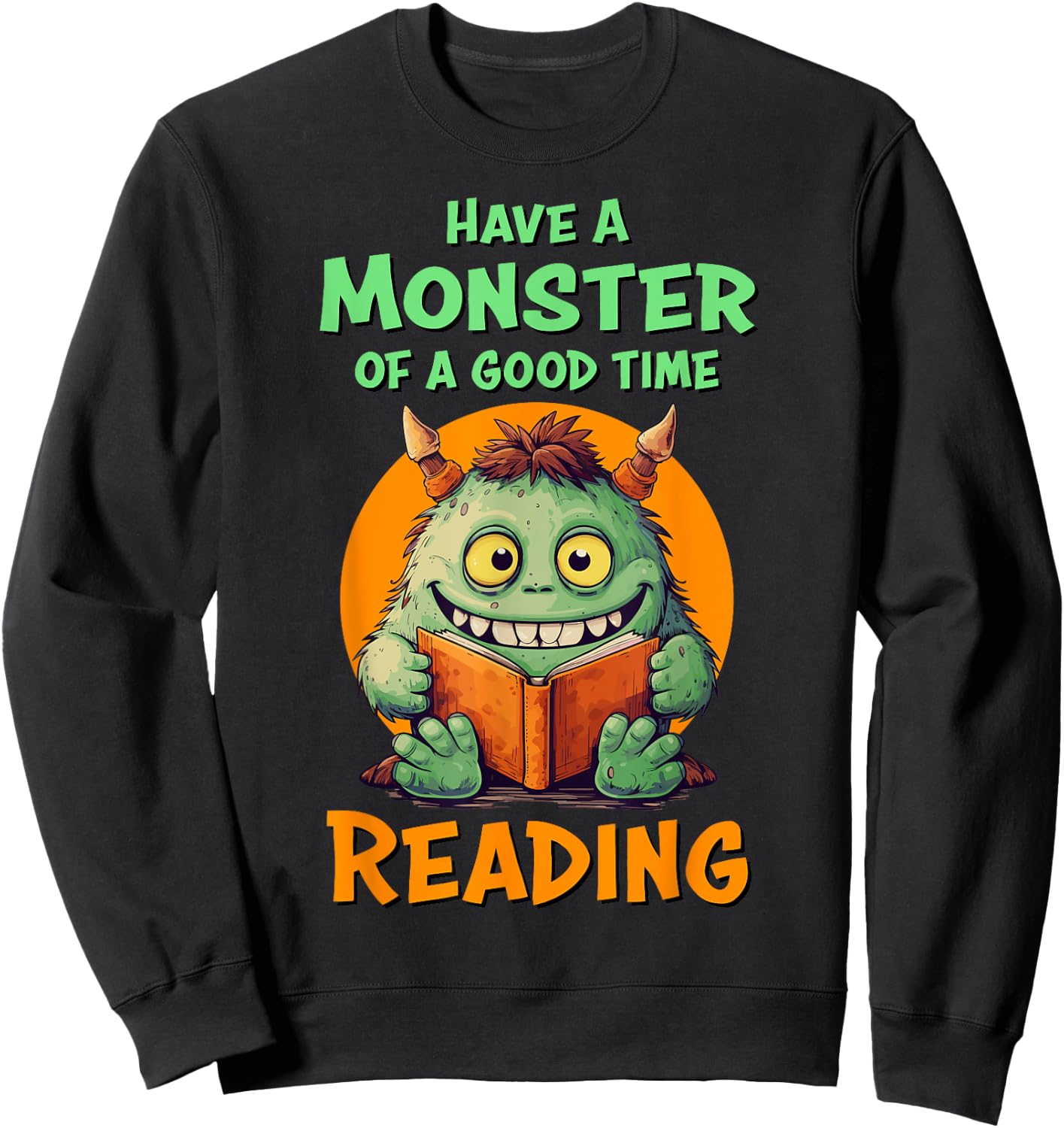 Funny Halloween Teacher Librarian Monster Reading Books Men Women Kids Sweatshirt - Sweatshirt | Black