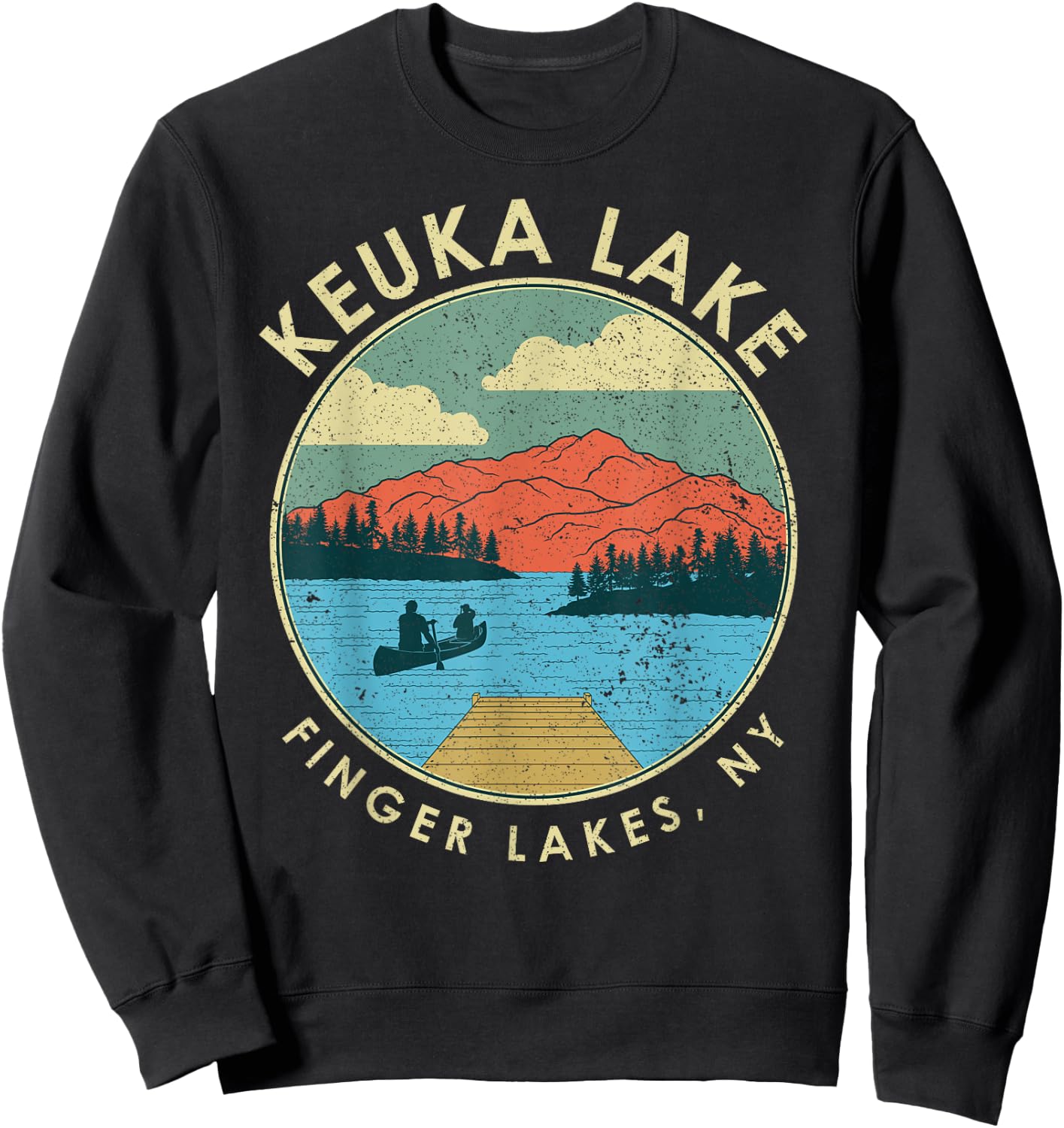 Finger Lakes NY New York Keuka Lake Sweatshirt - Sweatshirt | Black