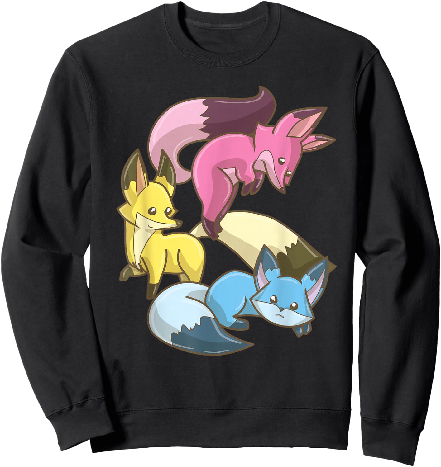 Pansexual Fox, Kawaii Pastel Goth Anime Art Subtle Pan Pride Sweatshirt - Sweatshirt | Black