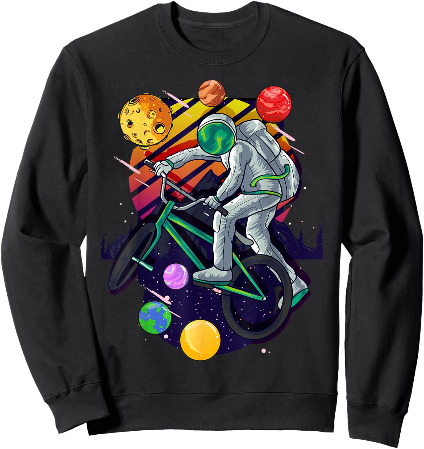 Solar System Astronaut Space on BMX Bike in Planets for Kids Sweatshirt - Sweatshirt | Black