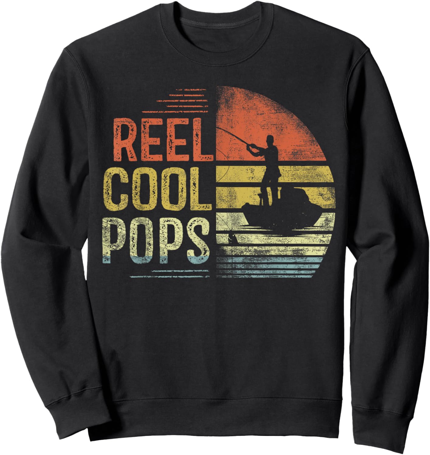 Reel Cool Pops Fishing Gifts Pops Birthday Vintage Sweatshirt - Sweatshirt | Black
